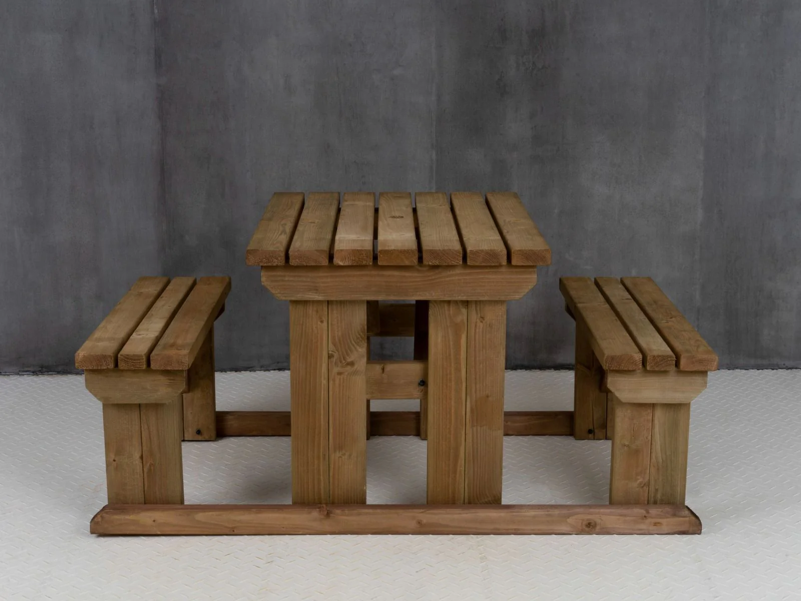 Abies Picnic Table Benches Set - Rustic Finish - Image 11