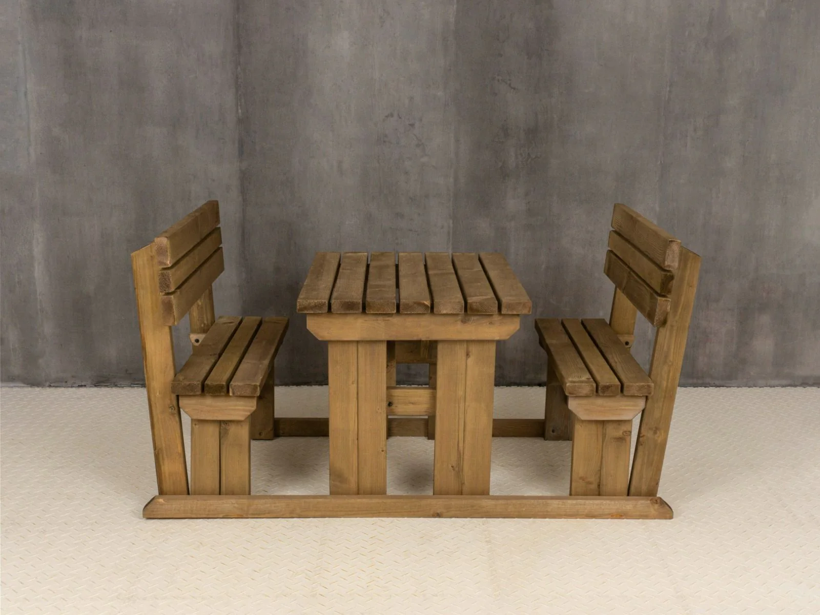 Alders Picnic Table Benches Set With Backrest - Rustic Finish - Image 12