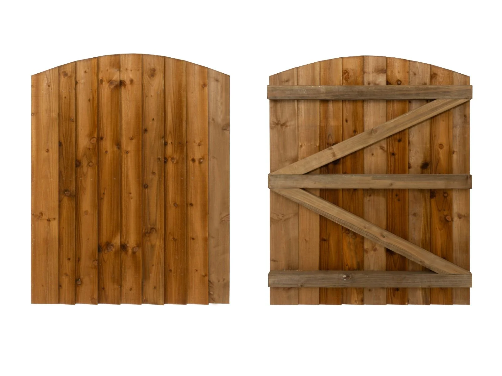 Arch Top Garden and Side Gate (v3) - 120cm Height - Brown Finish