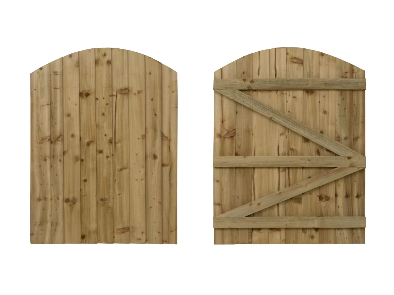 Arch Top Garden and Side Gate (v3) - 60cm Height - Natural Finish