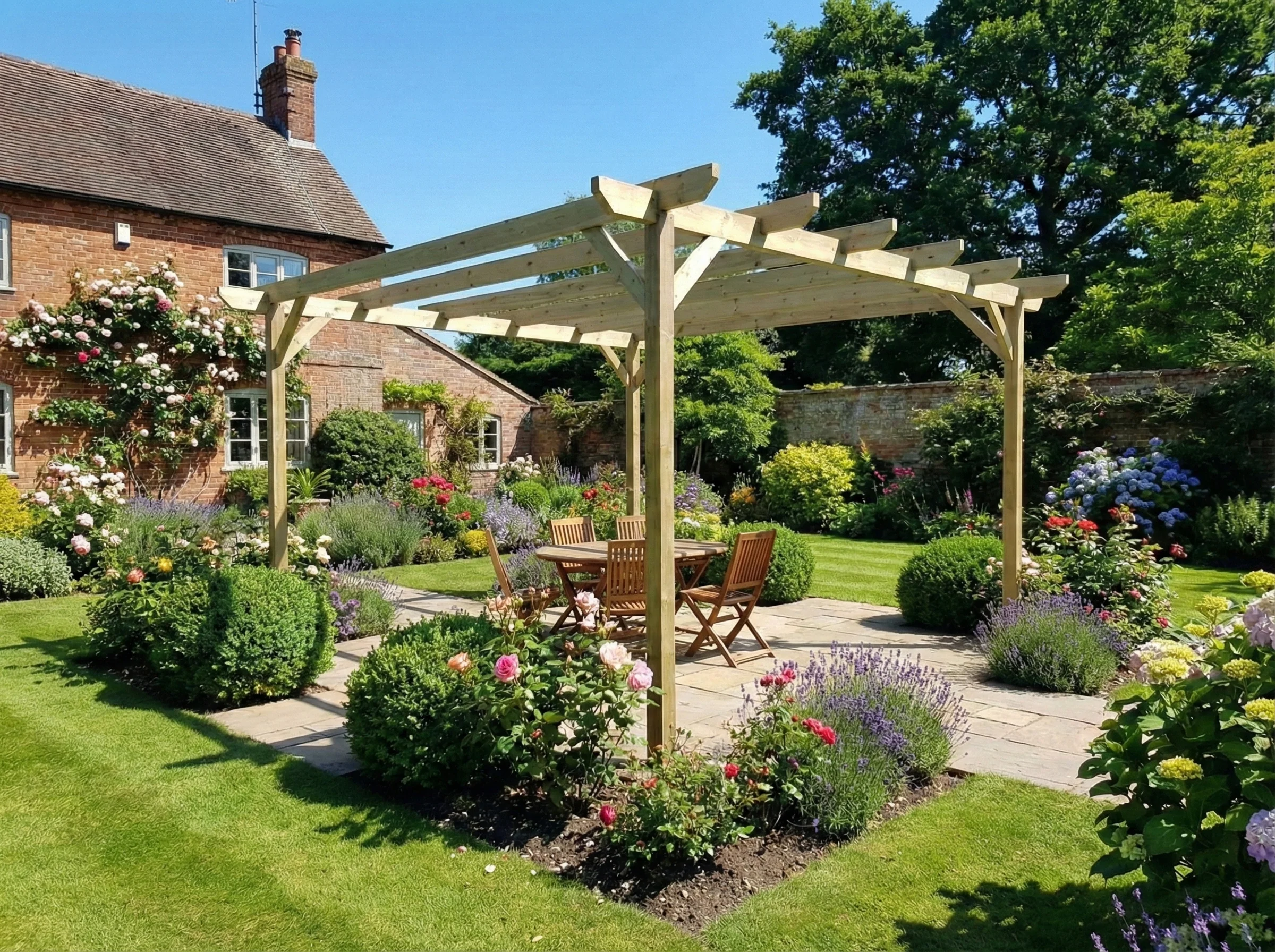 Chamfered Wooden Garden Pergola Kit - Image 8