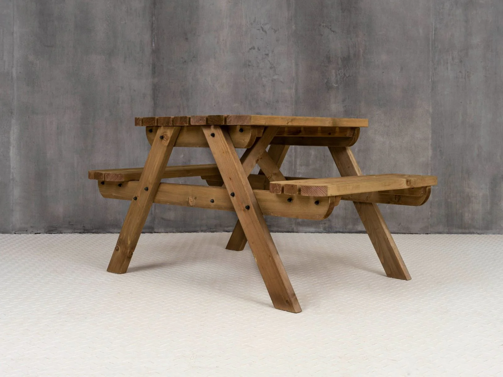 Fortem Rounded Pub Style Picnic Table Benches Set - Rustic Finish - Image 10