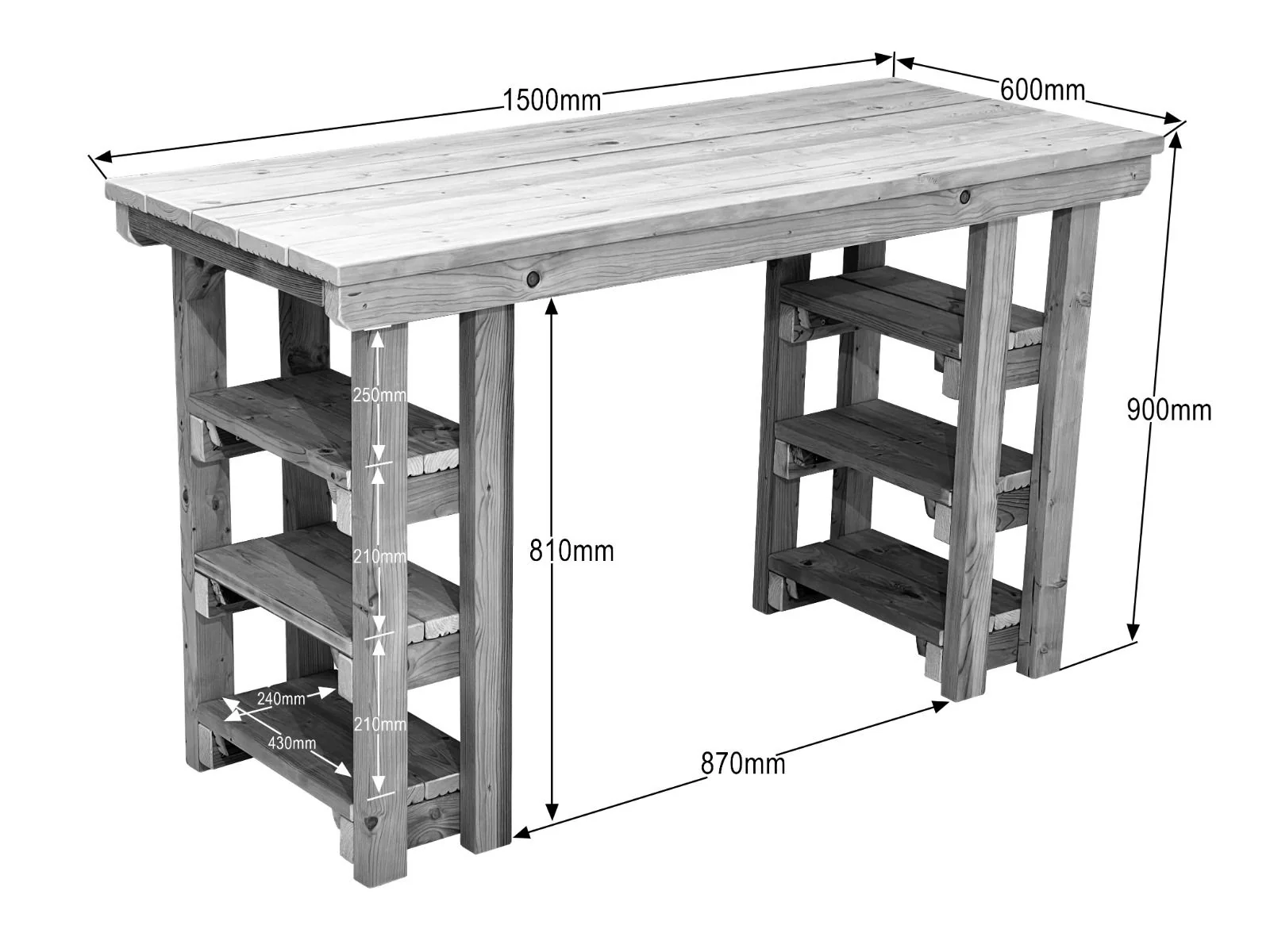 Garden potting table, multi purpose workbench (150cm + 2x chairs) - Image 3
