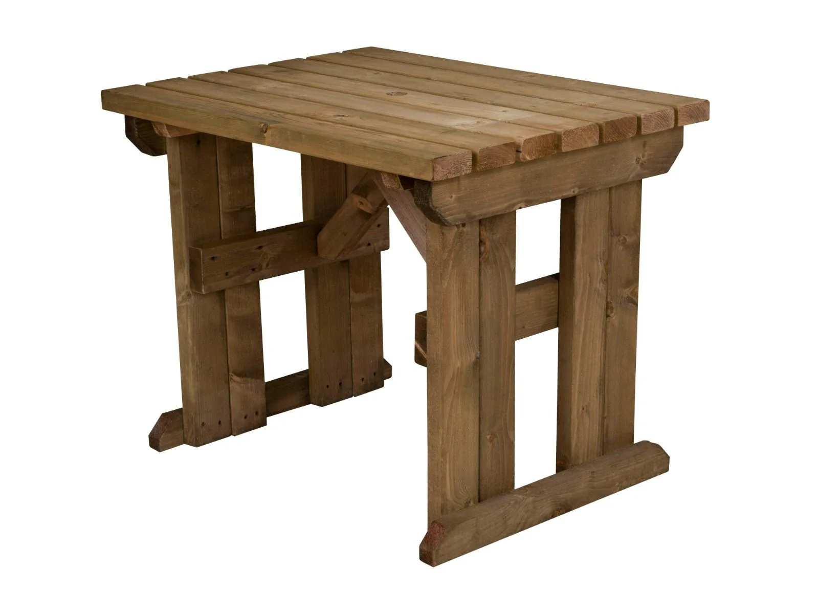 Hollies Wooden Garden Table, Outdoor Picnic Dining Desk - Rustic Finish - Image 7