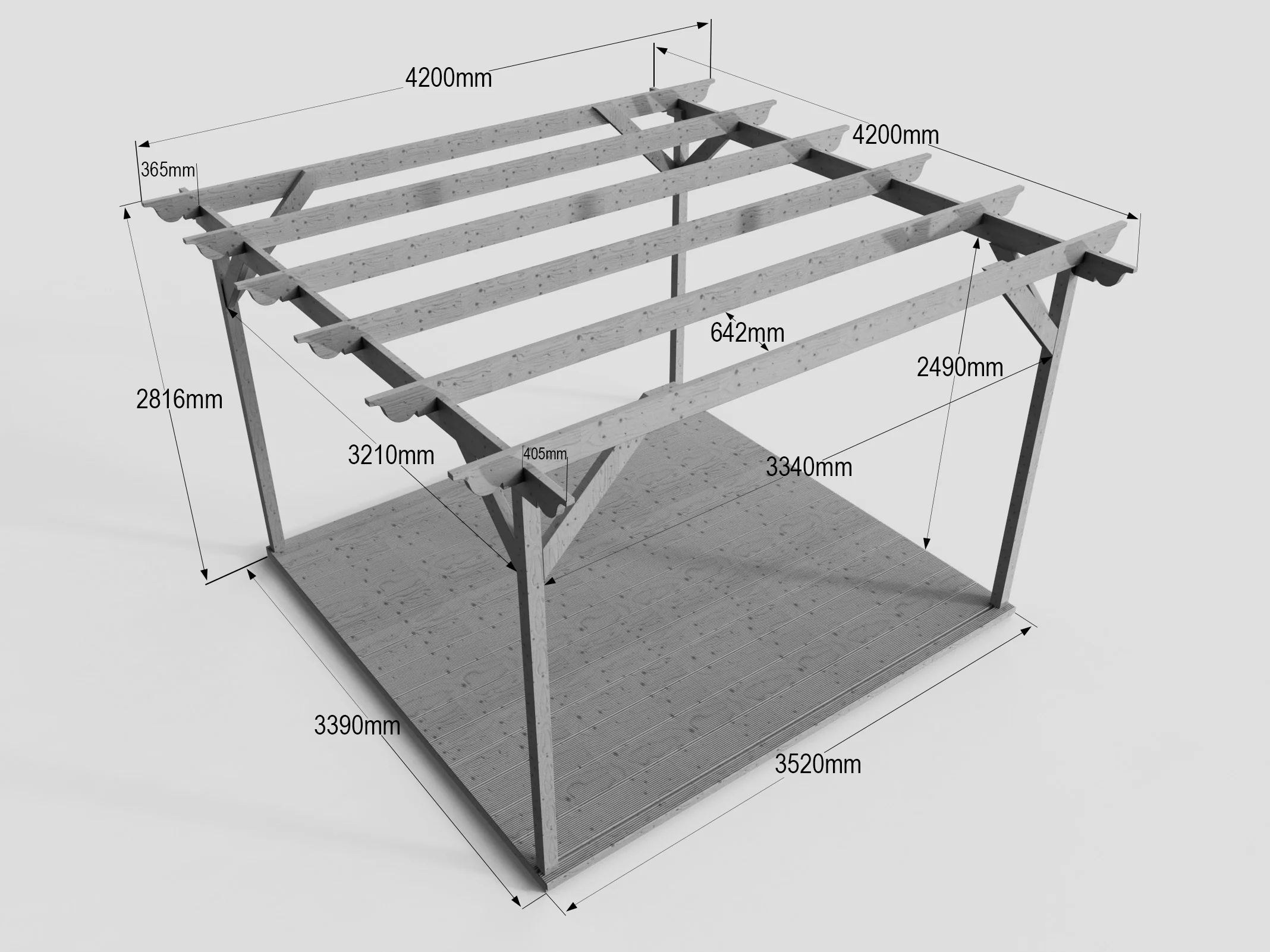 Longhorn Wooden Pergola and Decking Kit - Image 11