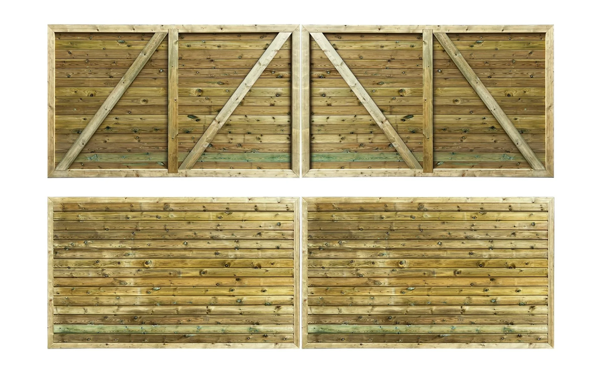 Pair Of Driveway Gates - Premium Horizontal Tongue And Groove - Height 90cm