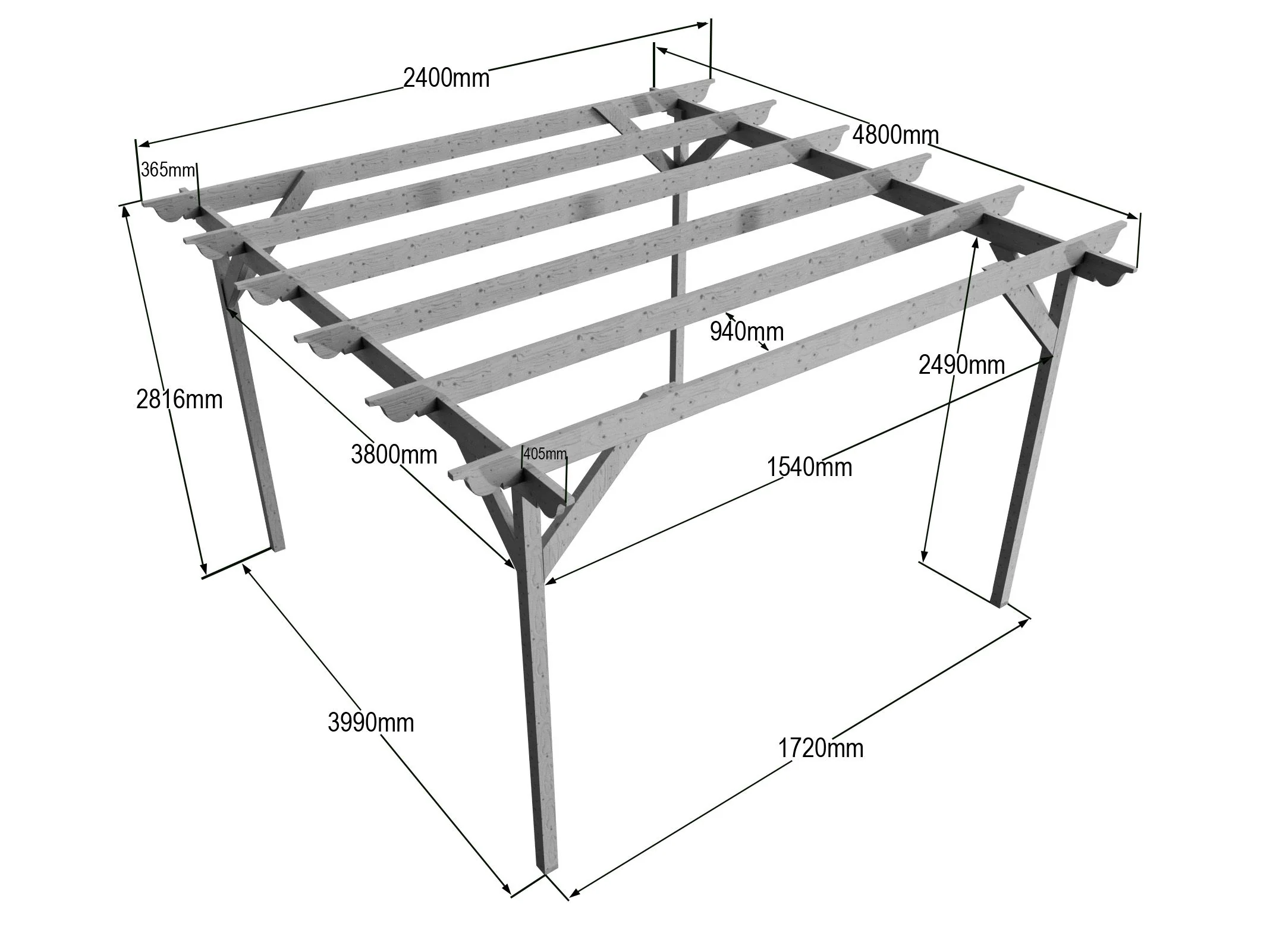 Sculpted Wooden Garden Pergola Kit - Image 18
