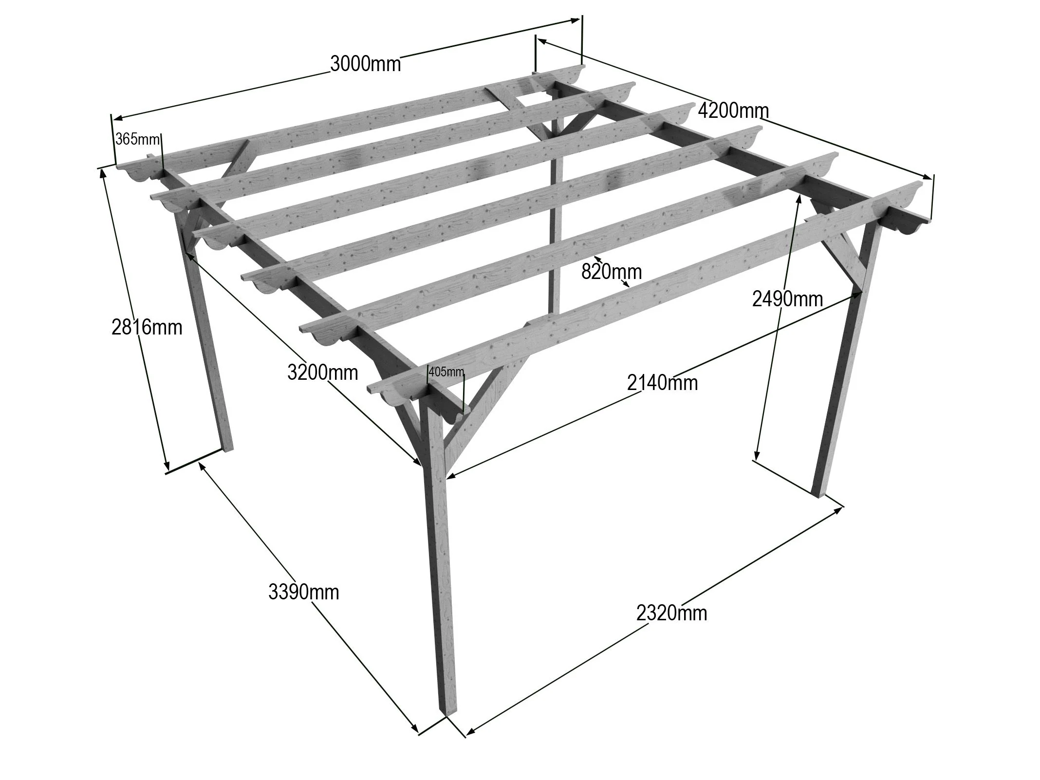 Sculpted Wooden Garden Pergola Kit - Image 21