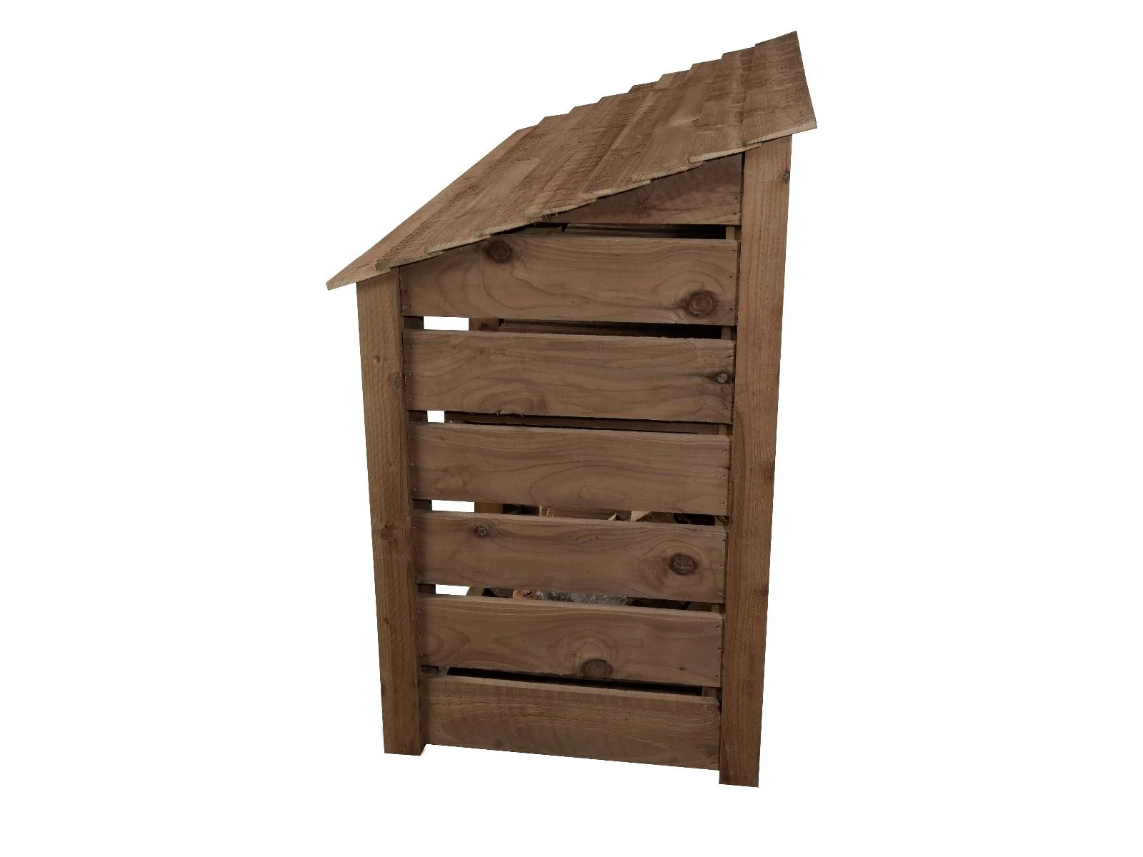 Slatted Wooden Log Store W-187cm, H-126cm or 180cm, D-88cm - Brown Finish - Image 4