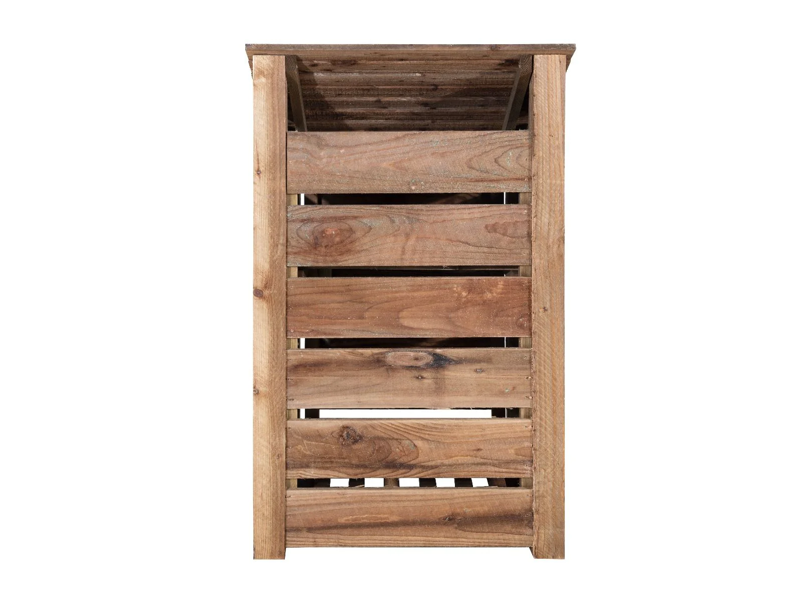 Slatted wooden log store W-79cm, H-126cm or 180cm, D-88cm - Brown Finish - Image 4