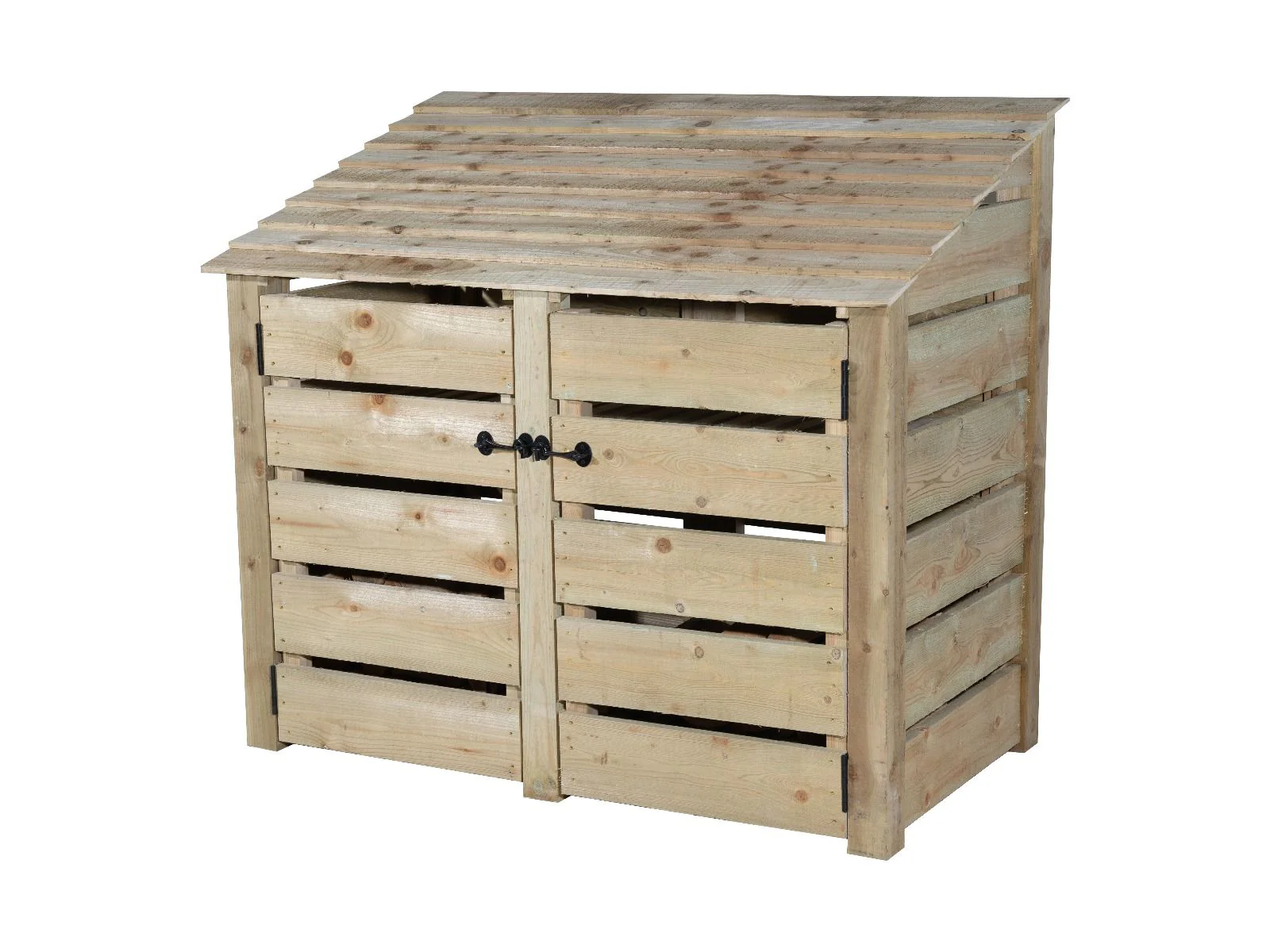 Slatted Wooden Log Store with Door W-146cm, H-126cm or 180cm, D-88cm - Image 4