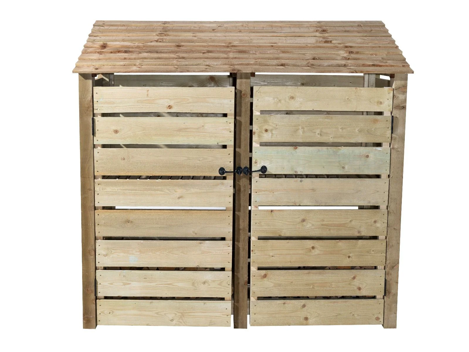 Slatted Wooden Log Store with Doors W-187cm, H-126cm or 180cm, D-88cm - Image 5