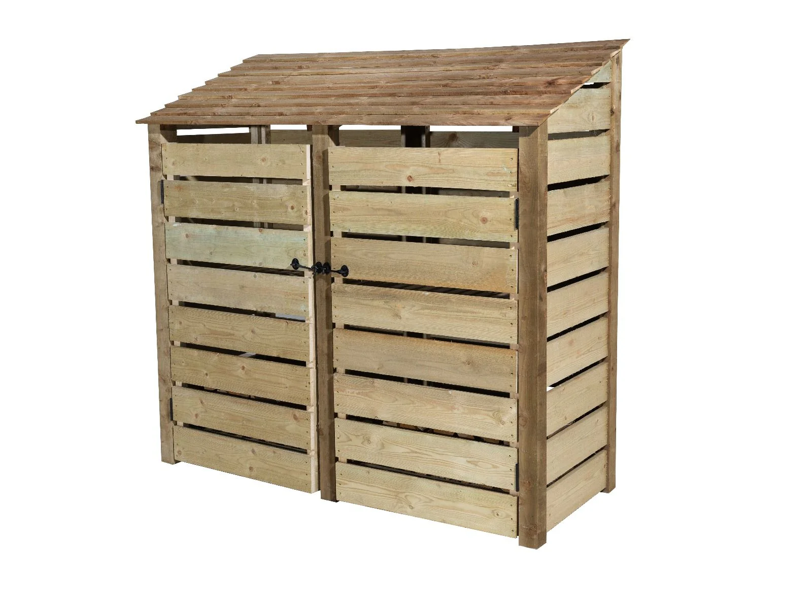 Slatted Wooden Log Store with Doors W-187cm, H-126cm or 180cm, D-88cm - Image 6