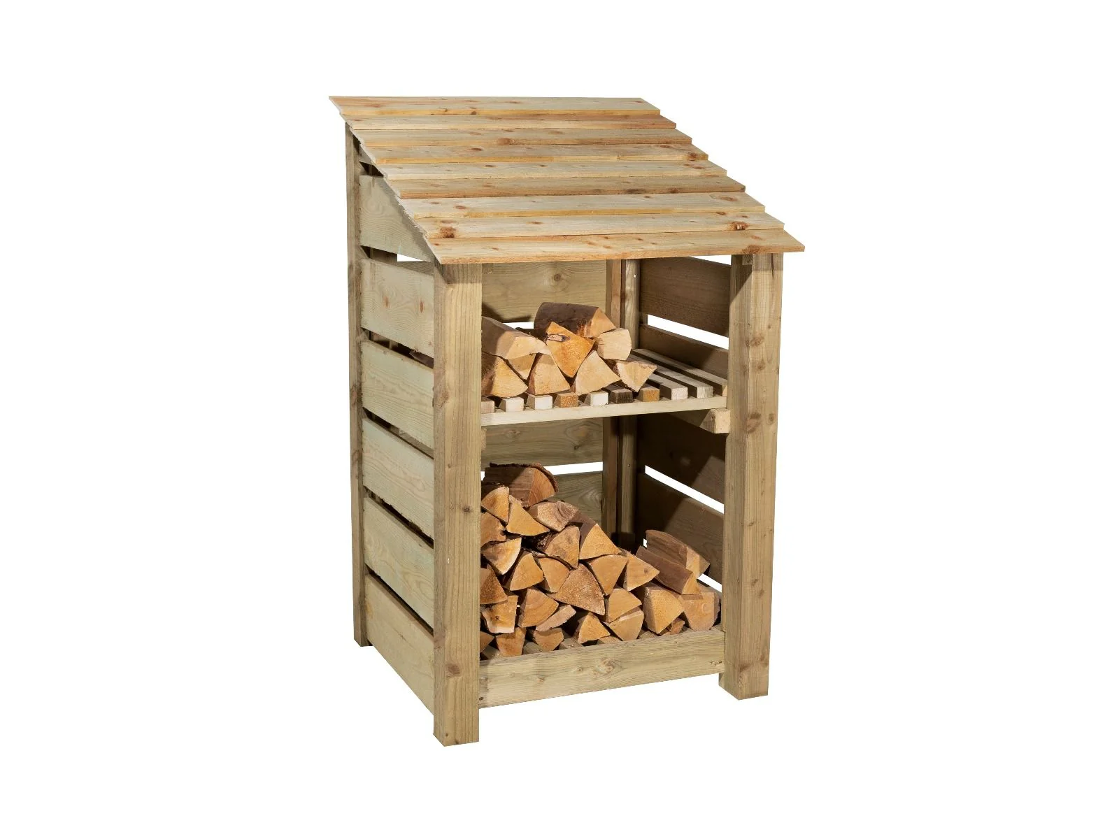Slatted Wooden Log Store With Shelf W-79cm, H-126cm or 180cm, D-88cm - Image 4