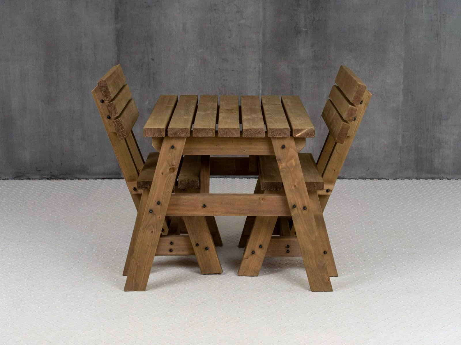 Victoria Space Saving Picnic Table and Benches Set With Backrest - Rustic Finish - Image 15