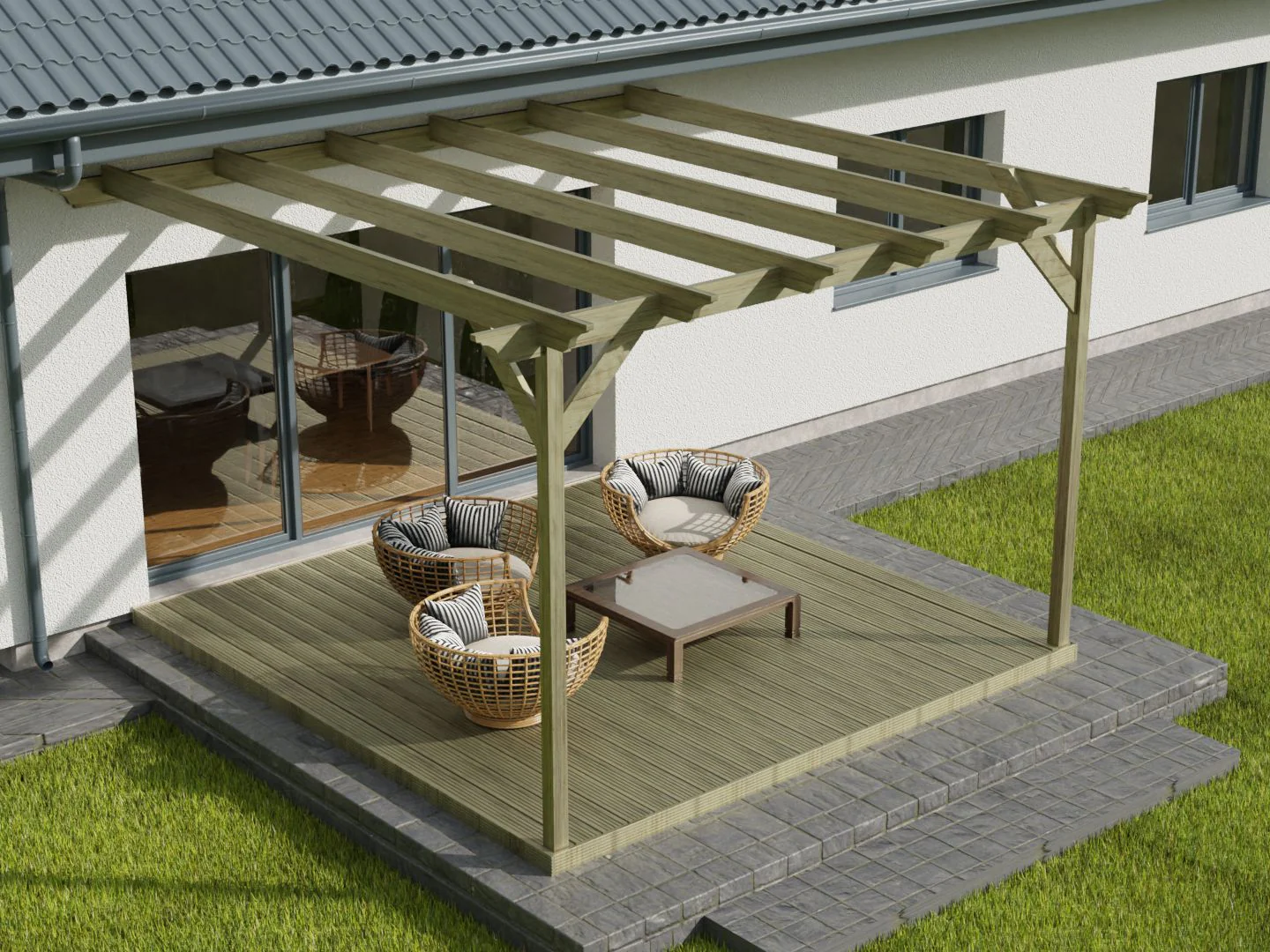 Wall Mounted Pergola and Decking Kit Champion Design - Image 2