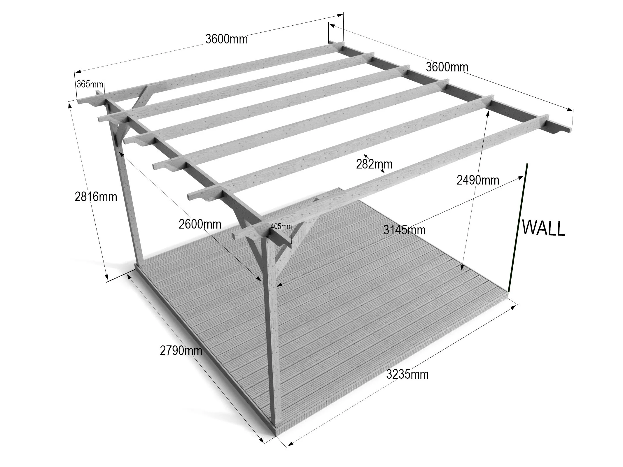 Wall Mounted Pergola and Decking Kit Orchid Design - Image 11