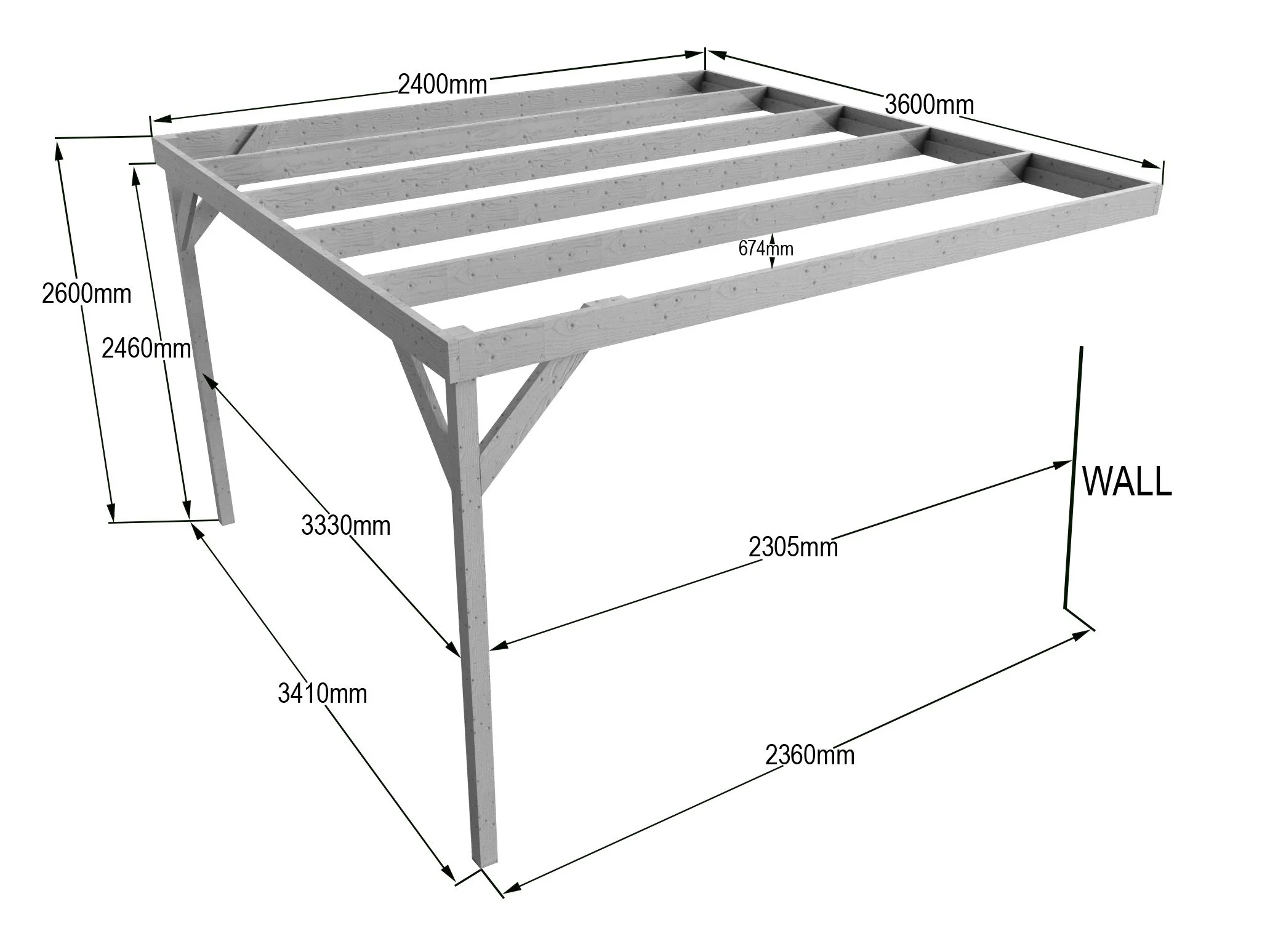 Wall-mounted Wooden Box Pergola Kit - Image 16