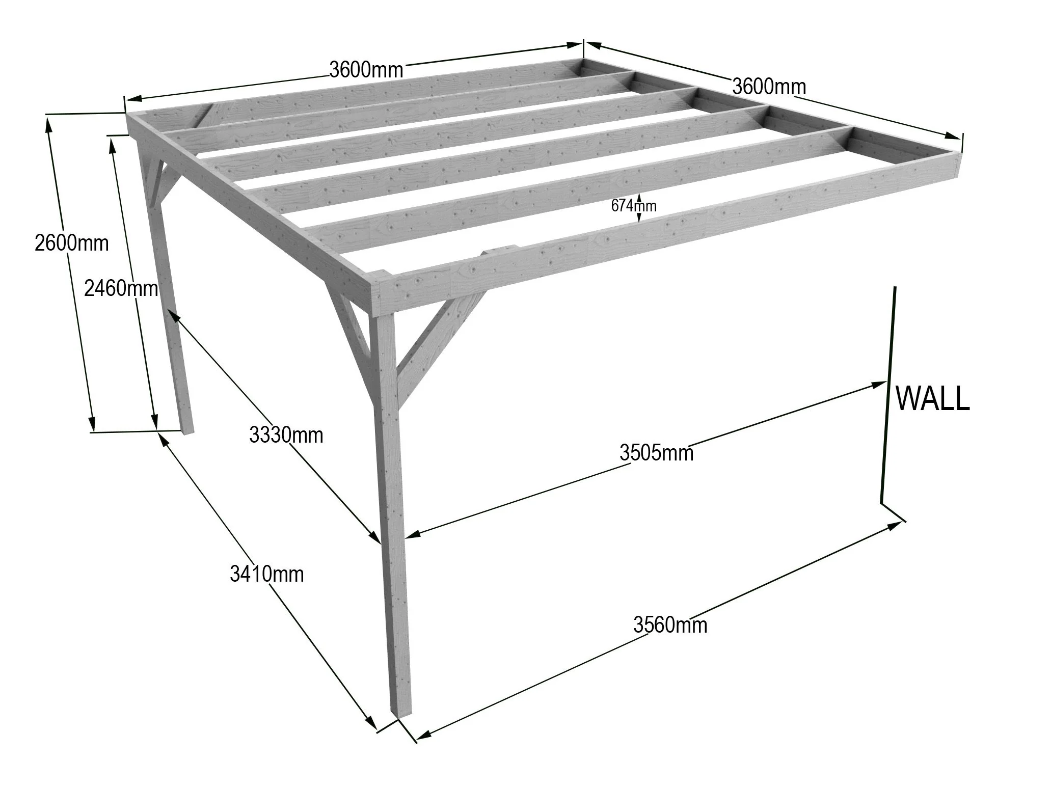 Wall-mounted Wooden Box Pergola Kit - Image 24