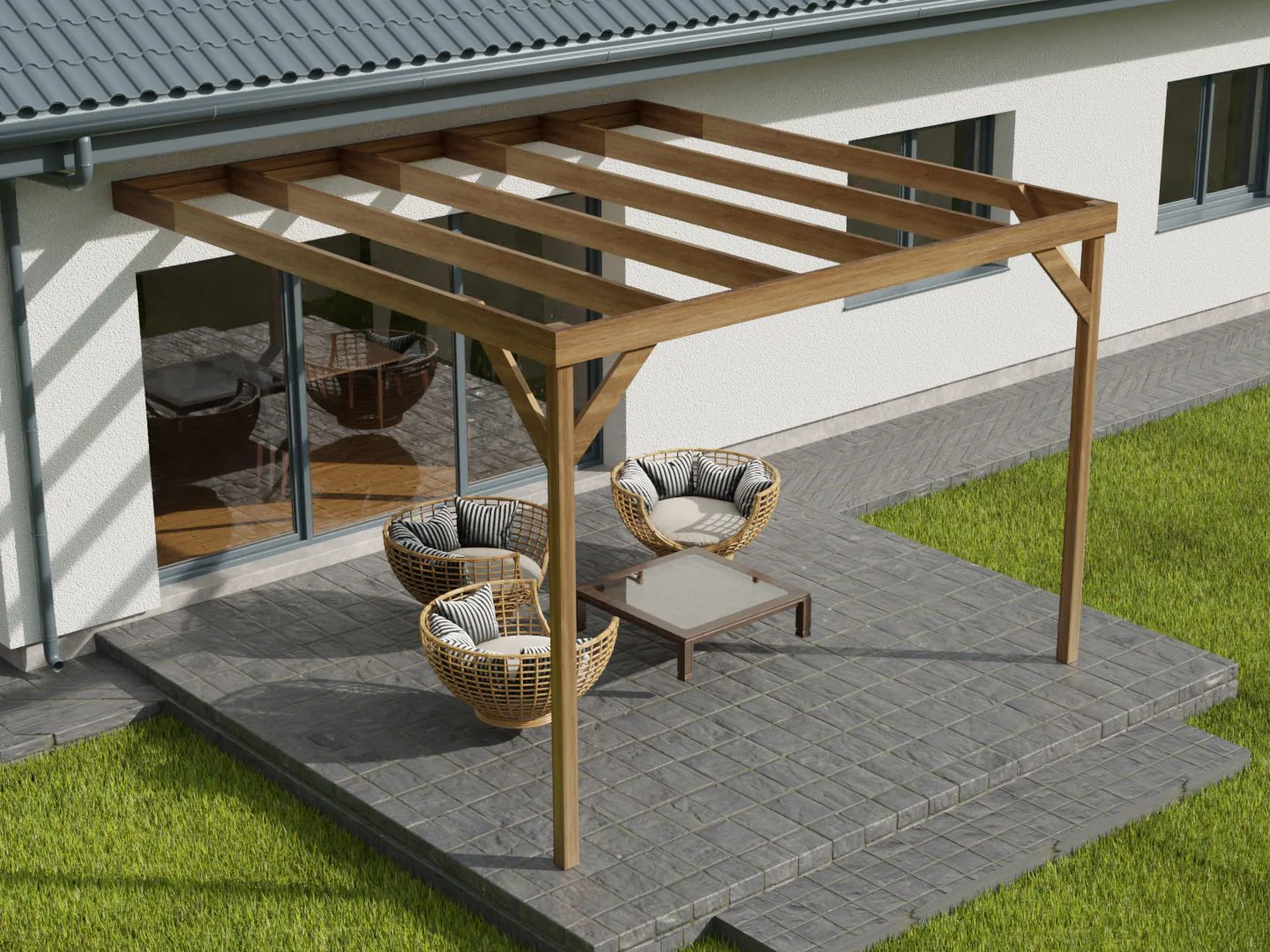 Wall-mounted Wooden Box Pergola Kit - Image 7
