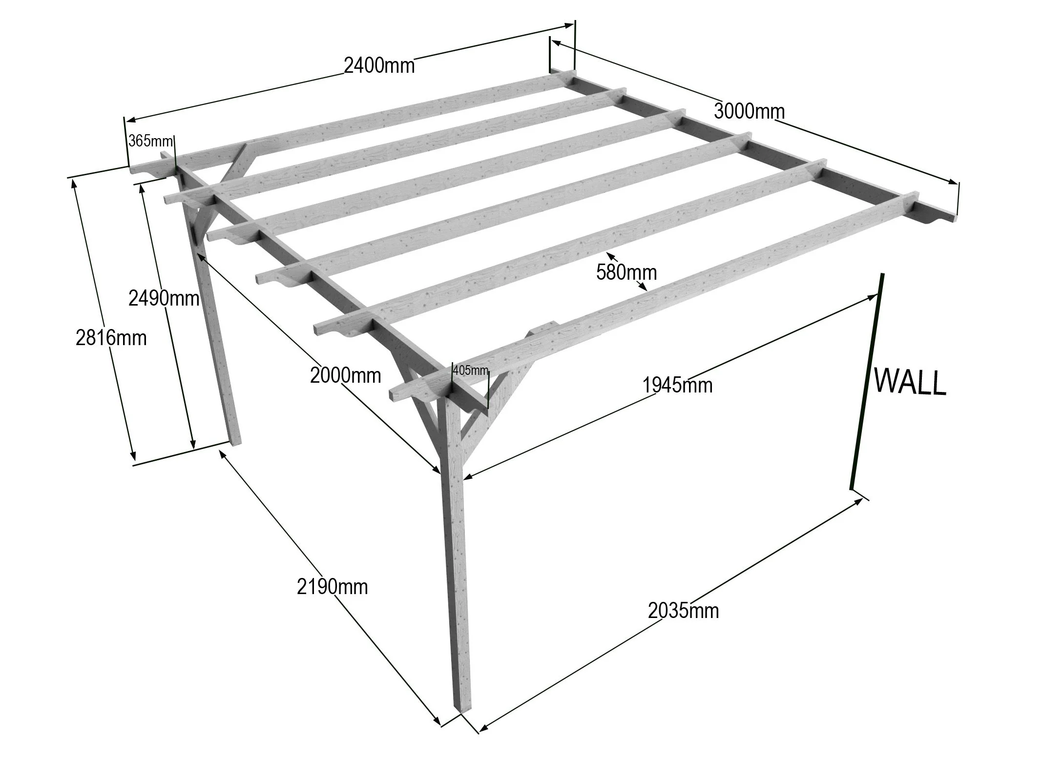 Wall Mounted Wooden Pergola Kit - Orchid Design - Image 15
