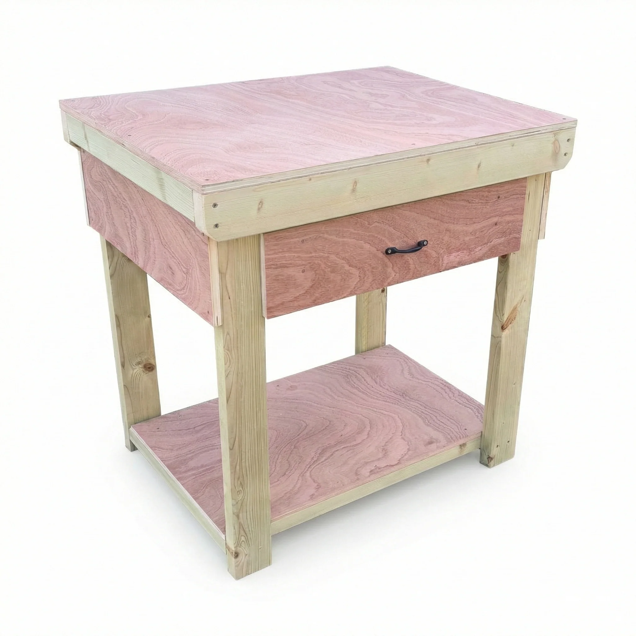 Wooden Eucalyptus hardwood workbench, tool cabinet with drawer (V.1) - Image 24