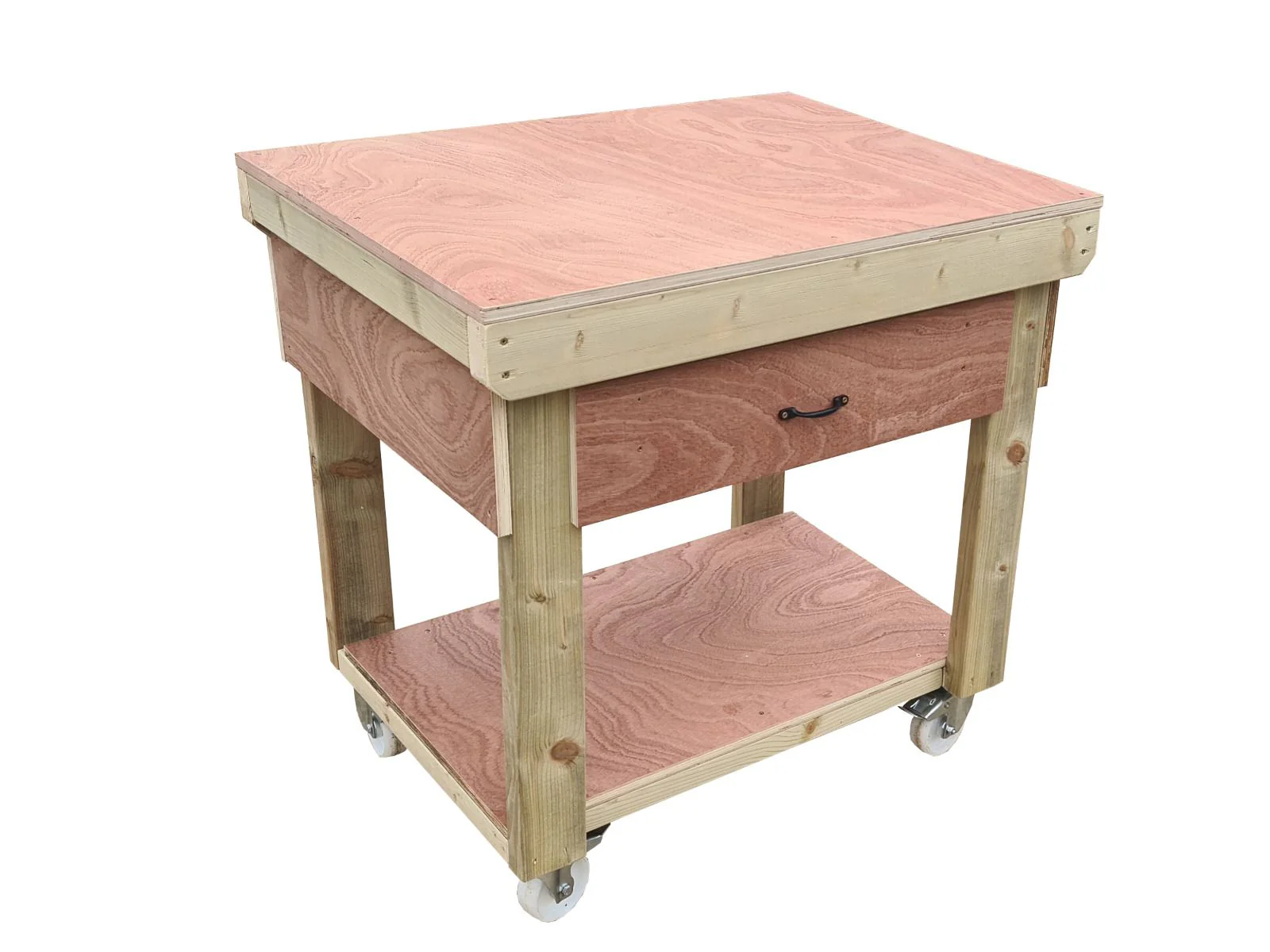 Wooden Eucalyptus hardwood workbench, tool cabinet with drawer (V.1) with wheels - Image 15