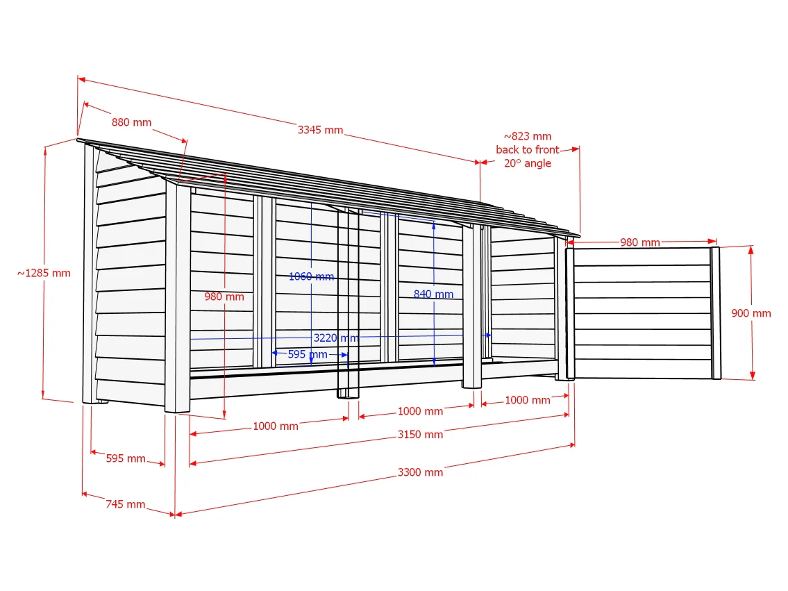 Wooden Garden Tool Storage W-335cm, H-126cm or 180cm, D-88cm - Image 7