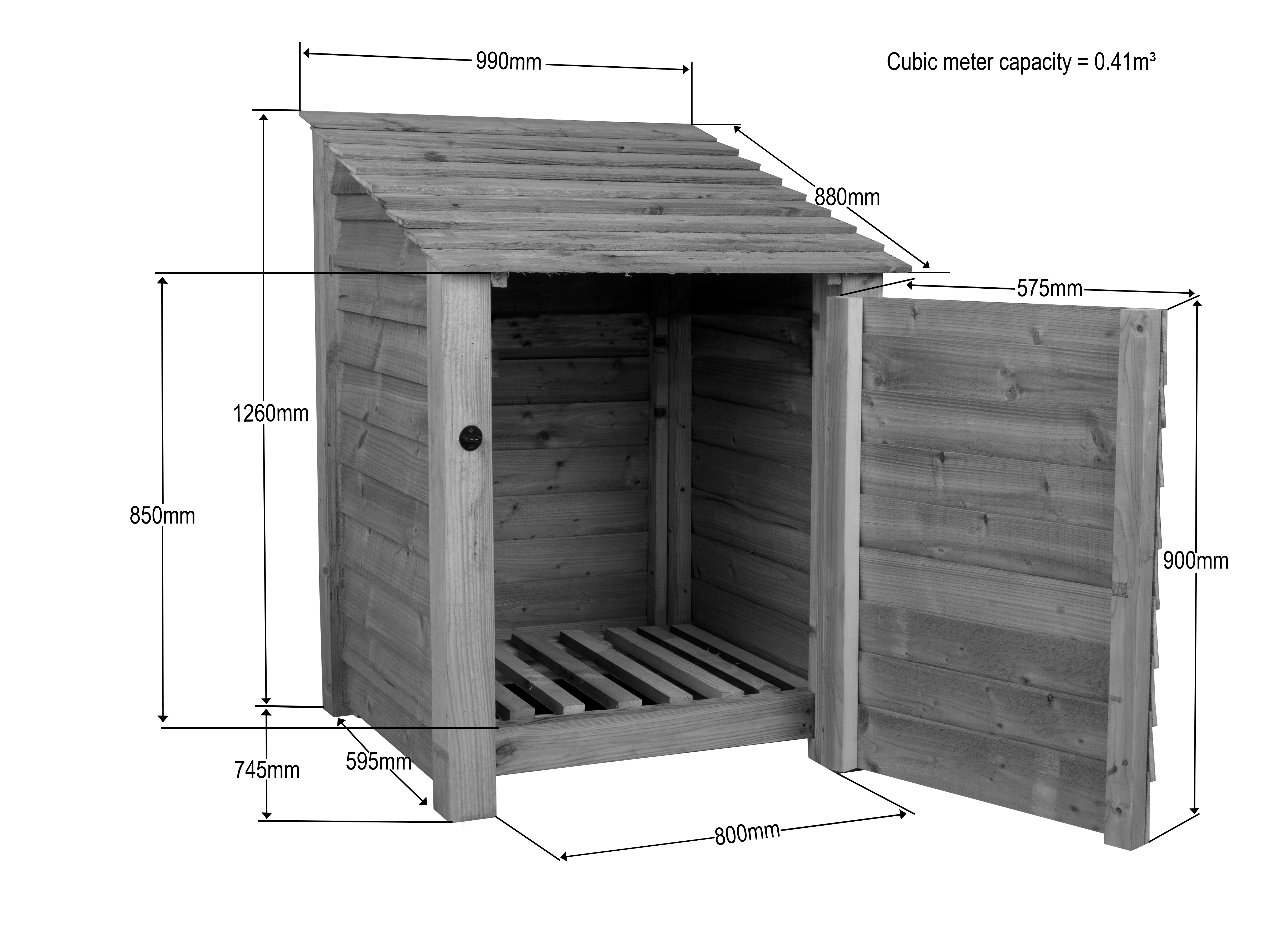 Wooden Garden Tool Storage W-99cm, H-126cm or 180cm, D-88cm - Brown Finish - Image 7