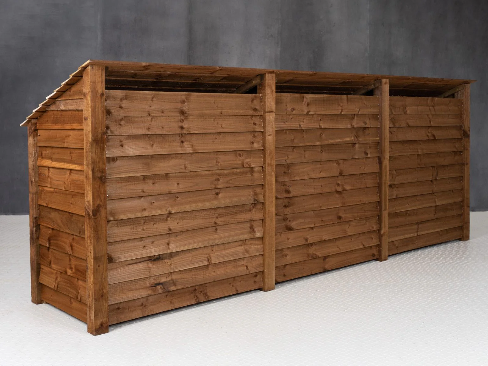 Wooden Garden Tool Storage with Shelf W-335cm, H-126cm or 180cm, D-88cm - Brown Finish - Image 10