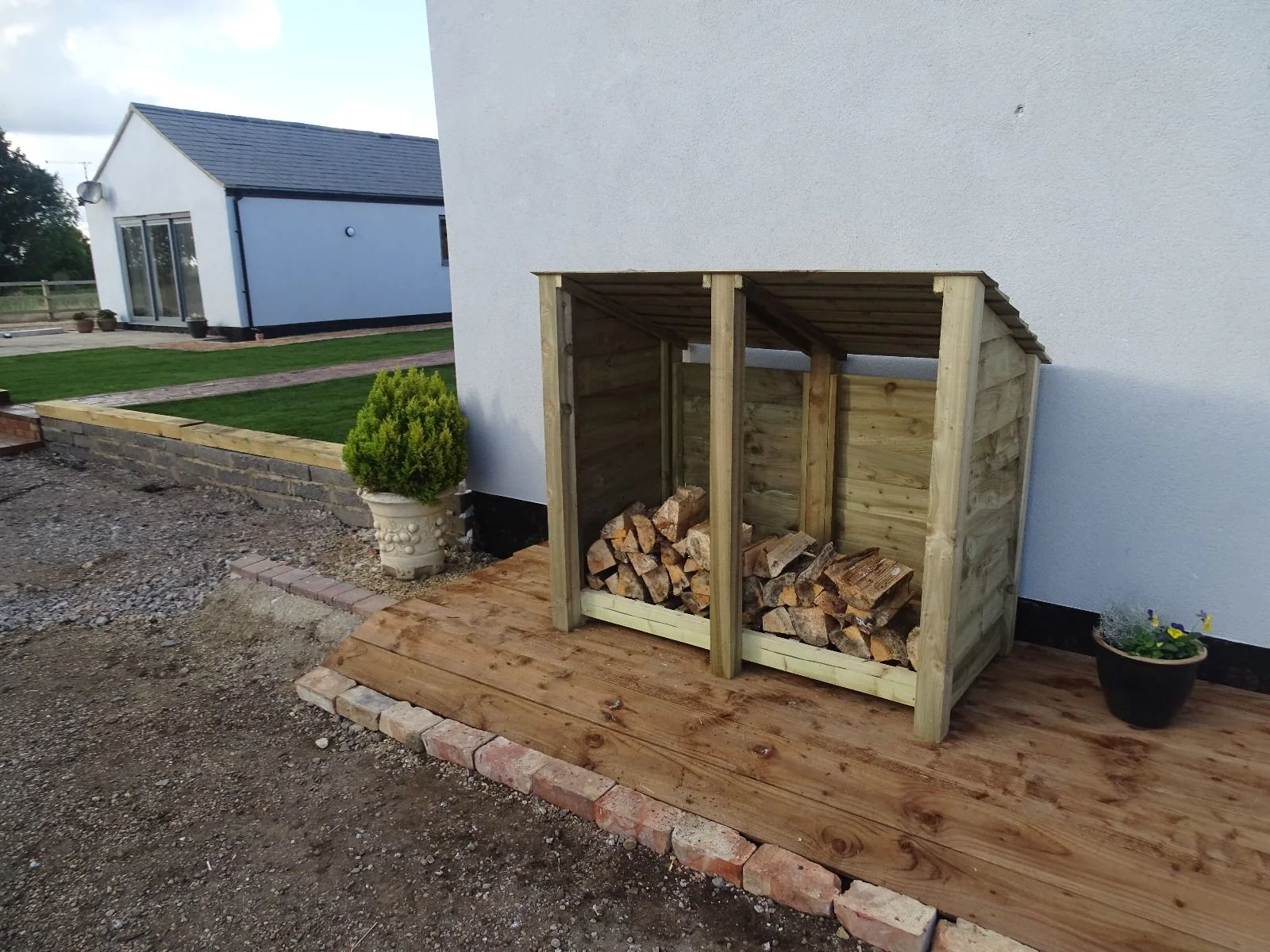 Wooden Log Store (Roof Sloping Back) W-146cm, H-126cm or 180cm, D-88cm - Image 4