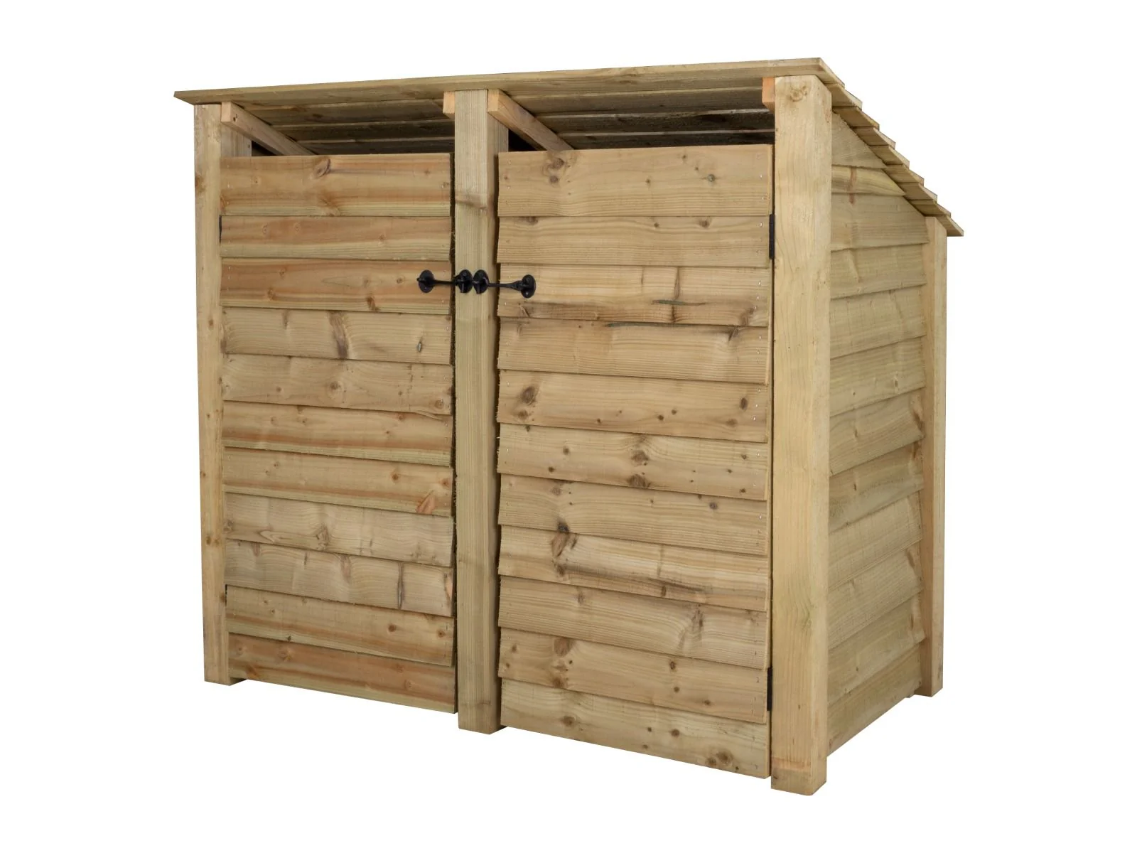 Wooden Log Store (Roof Sloping Back) with Door and Shelf W-146cm, H-126cm or 180cm, D-88cm - Image 5