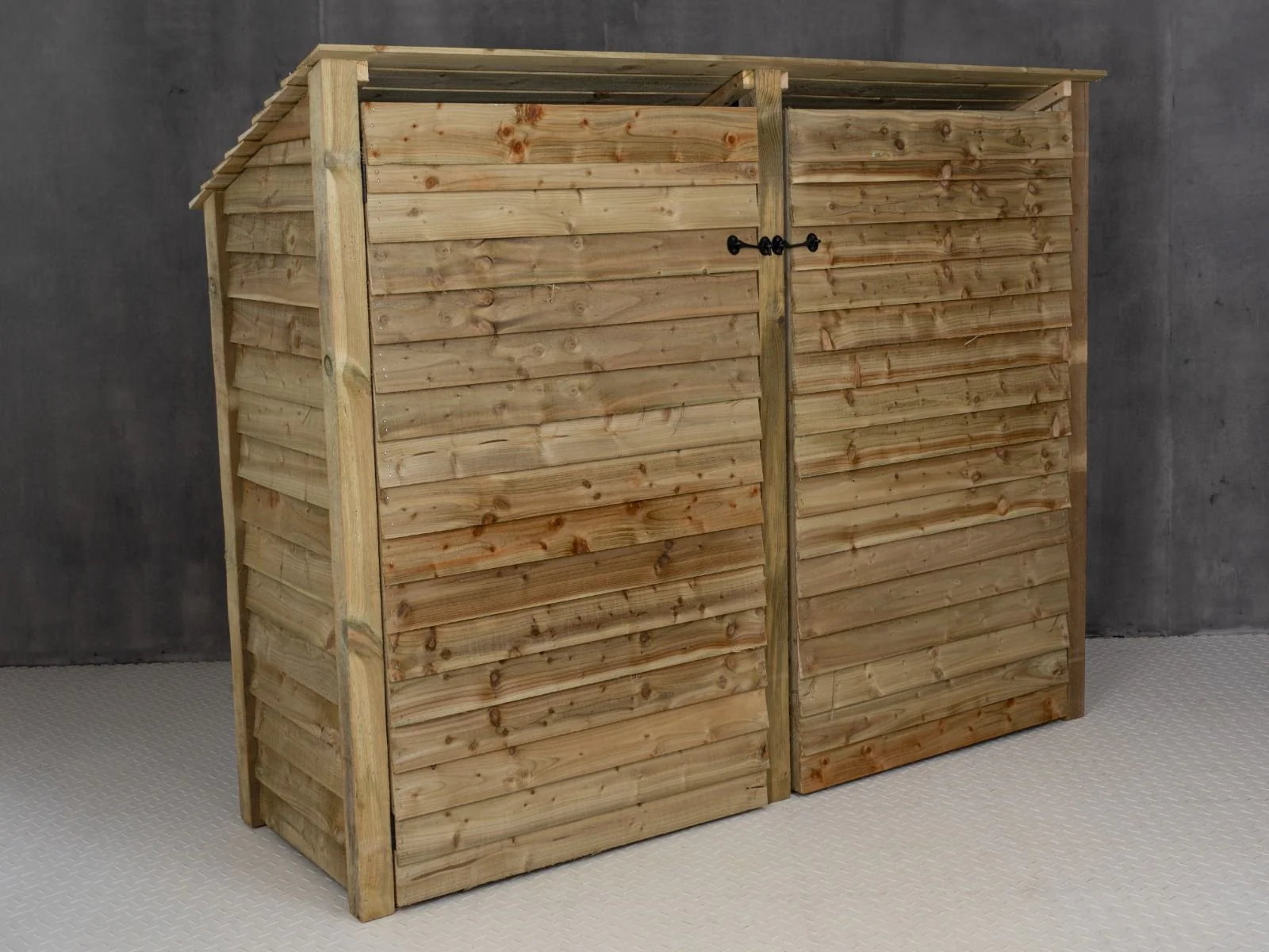 Wooden Log Store (Roof Sloping Back) with Doors and Shelf W-227cm, H-126cm or 180cm, D-88cm - Image 3