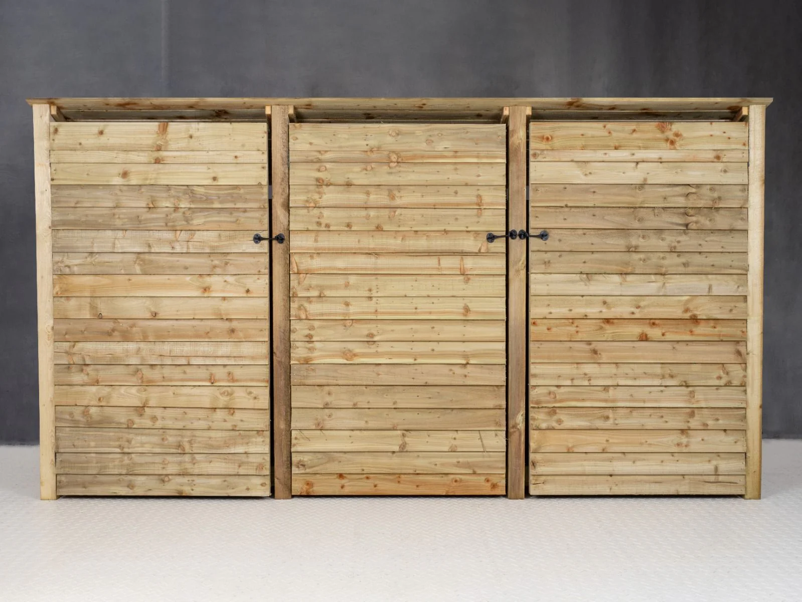 Wooden Log Store (Roof Sloping Back) with Doors and Shelf W-335cm, H-126cm or 180cm, D-88cm - Image 6