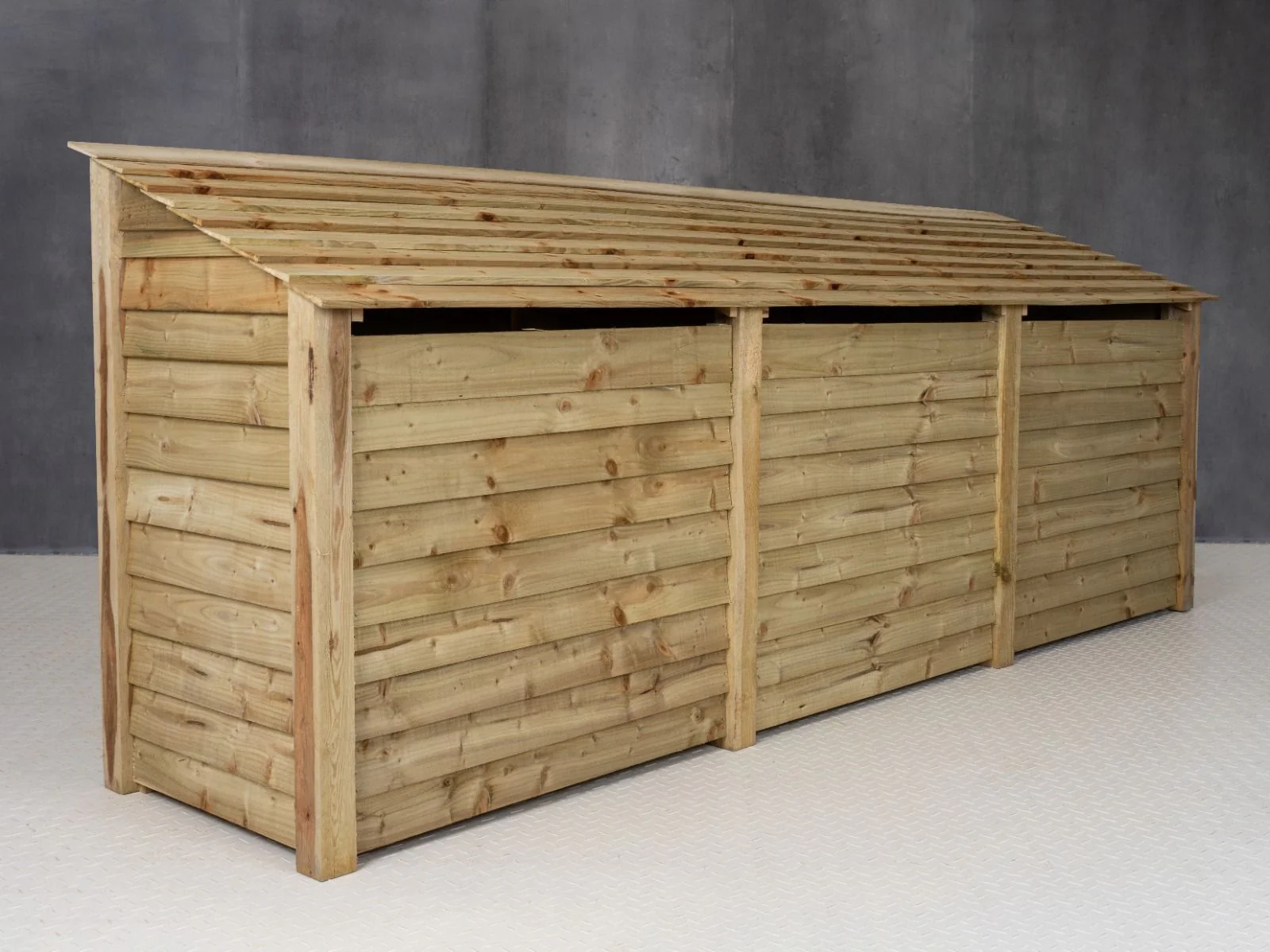 Wooden Log Store (Roof Sloping Back) with Doors and Shelf W-335cm, H-126cm or 180cm, D-88cm - Image 8
