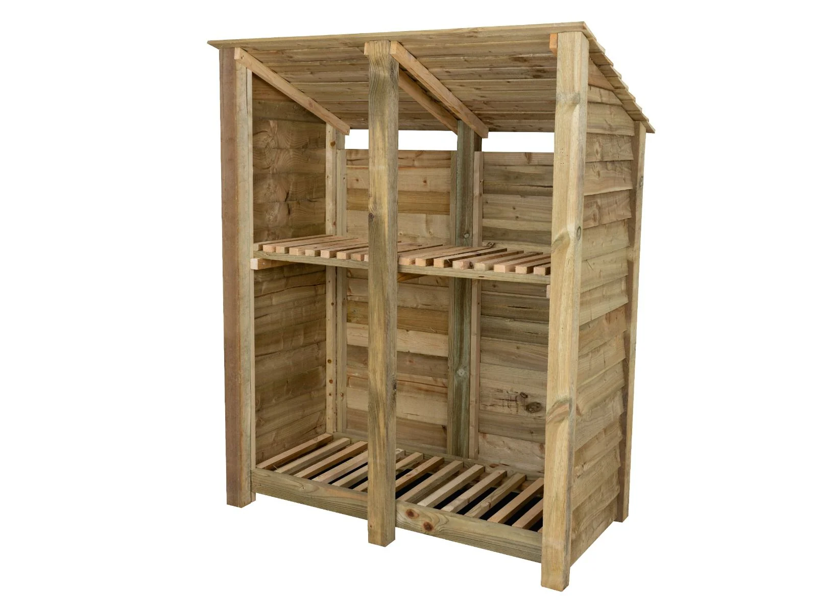 Wooden Log Store (Roof Sloping Back) with Shelf W-146cm, H-126cm or 180cm, D-88cm - Image 2