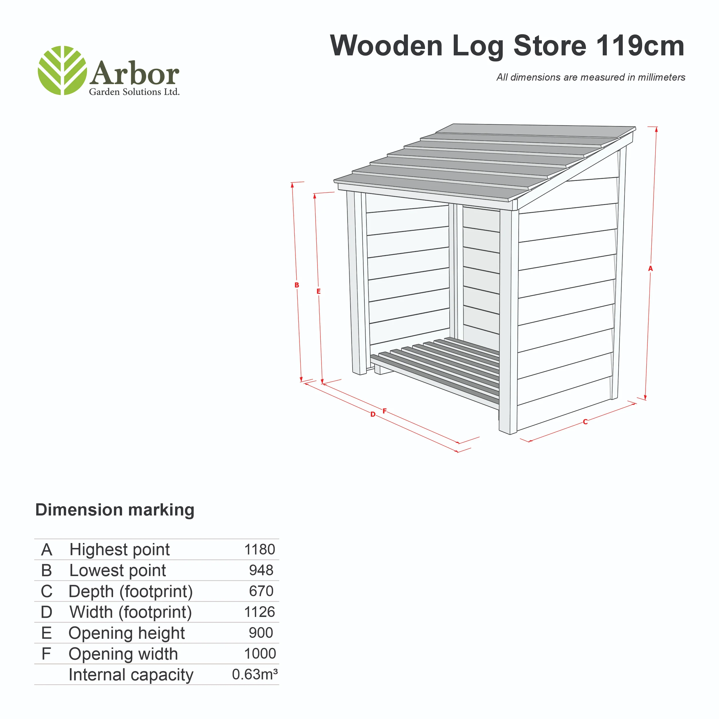 Wooden Log Store (W-119cm, H-118cm, D-71cm) - Image 2