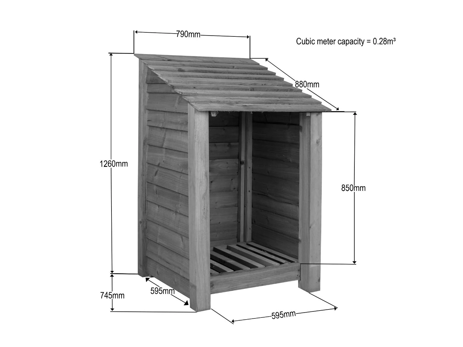 Wooden Log Store W-79cm, H-126cm or 180cm, D-88cm - Image 4