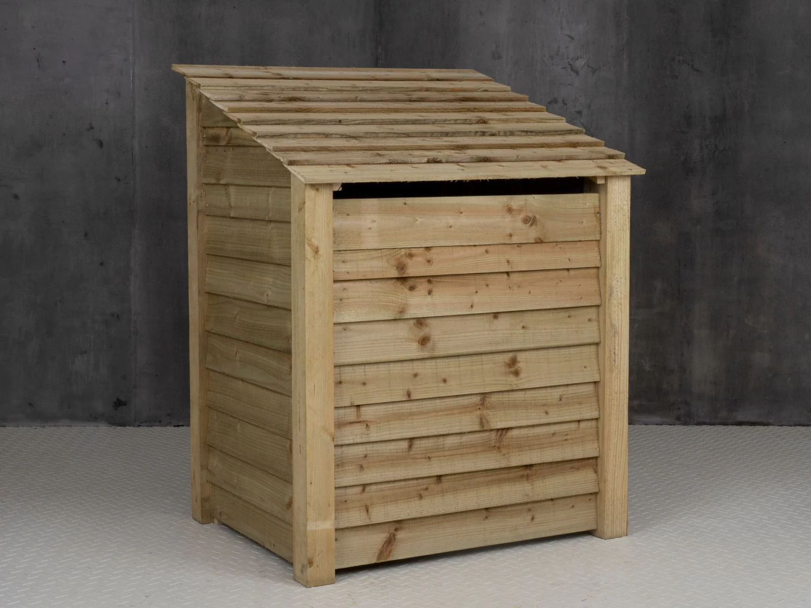 Wooden Log Store with Door and Shelf (Roof Sloping Back) W-99cm, H-126cm Or 180cm, D-88cm - Image 6