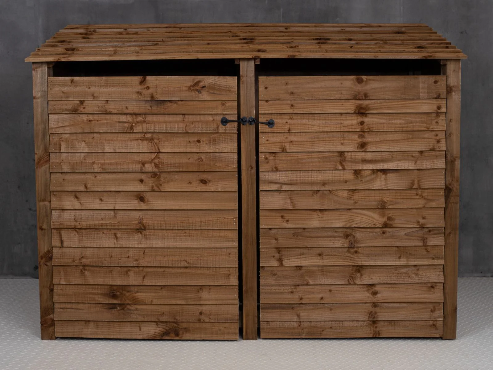 Wooden Log Store with Doors and Shelf W-227cm, H-126cm or 180cm, D-88cm - Brown Finish - Image 3