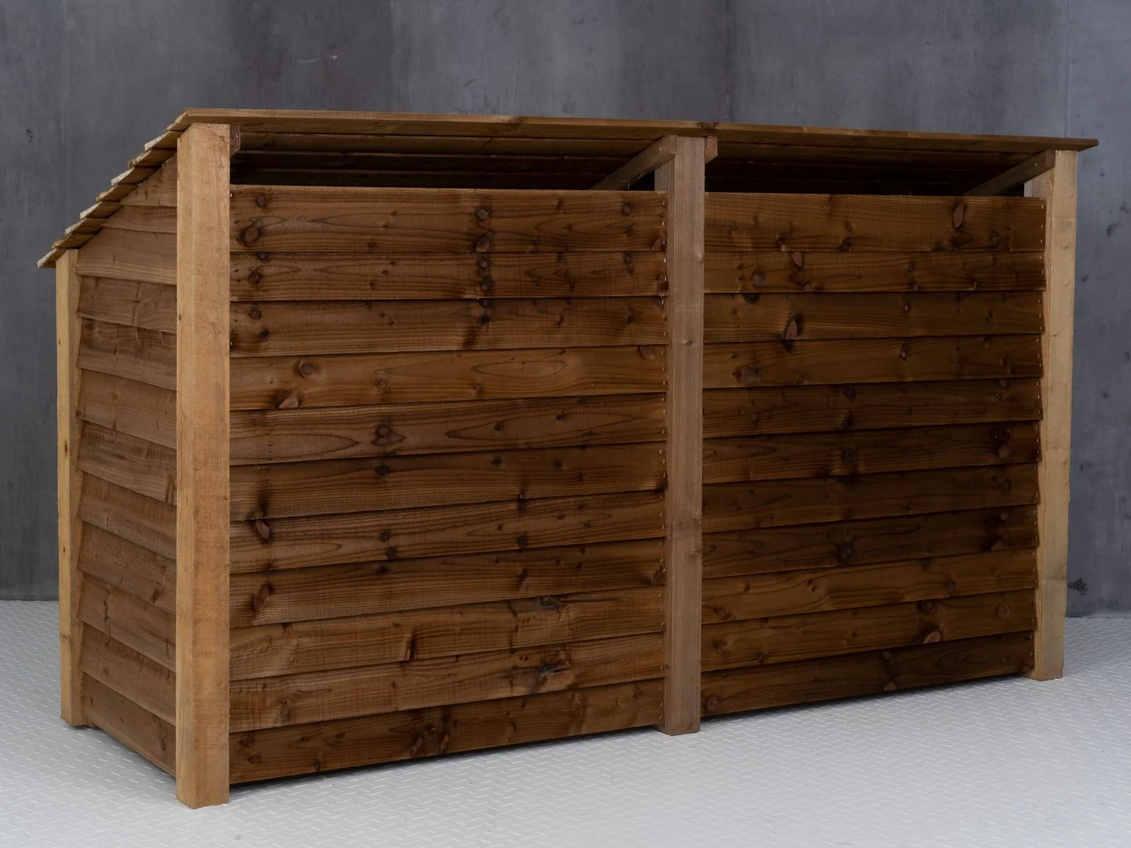 Wooden Log Store with Doors and Shelf W-227cm, H-126cm or 180cm, D-88cm - Brown Finish - Image 7