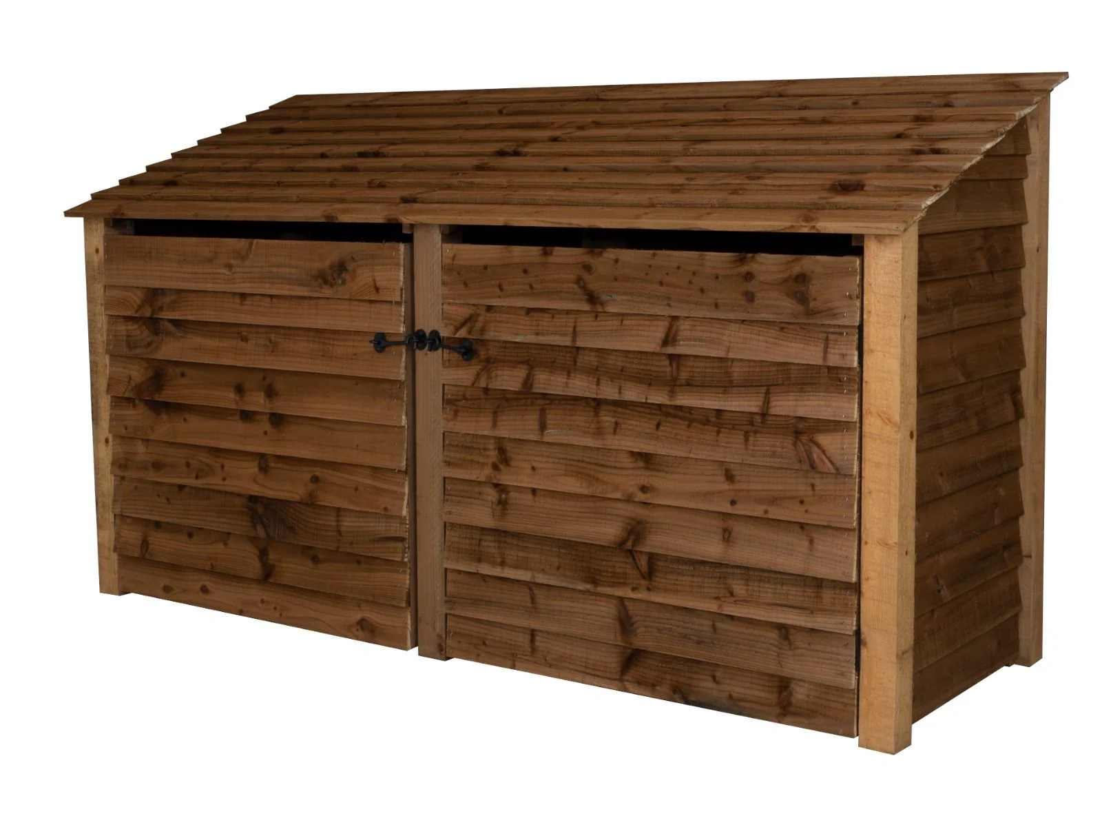 Wooden Log Store with Doors and Shelf W-227cm, H-126cm or 180cm, D-88cm - Brown Finish - Image 8