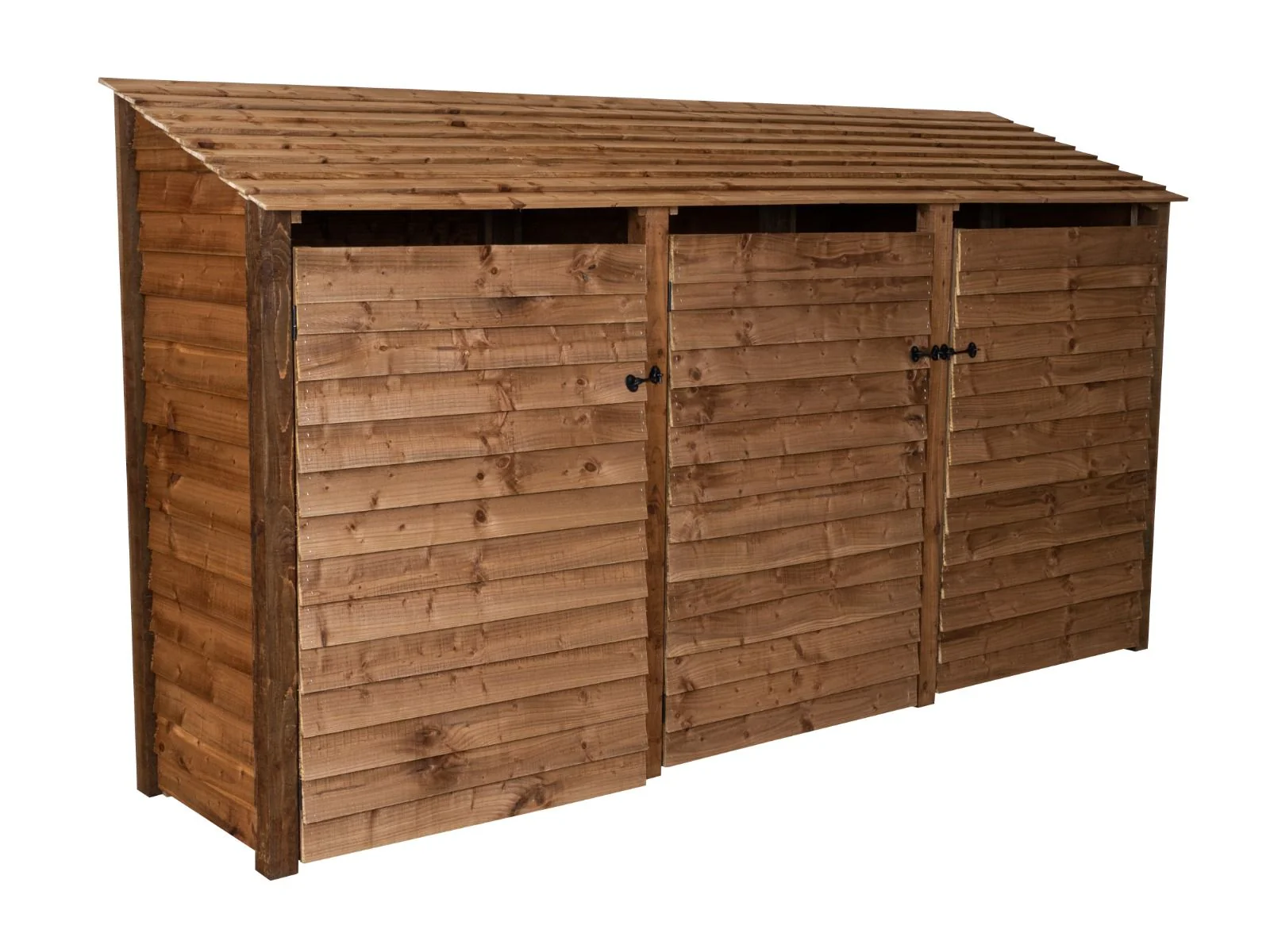 Wooden Log Store with Doors and Shelf W-335cm, H-126cm or 180cm, D-88cm - Brown Finish - Image 4