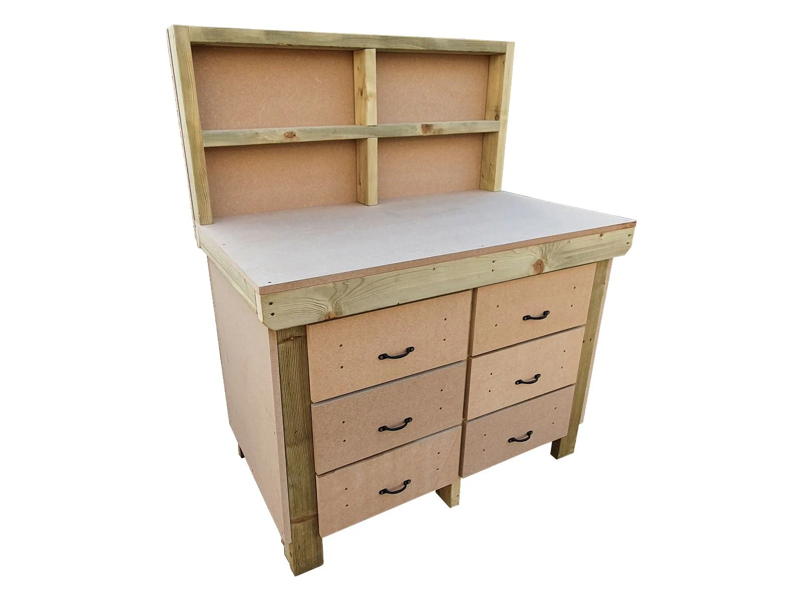 Wooden Mdf Top Workbench, Tool Cabinet (V.2) With Drawers With Back - Image 3