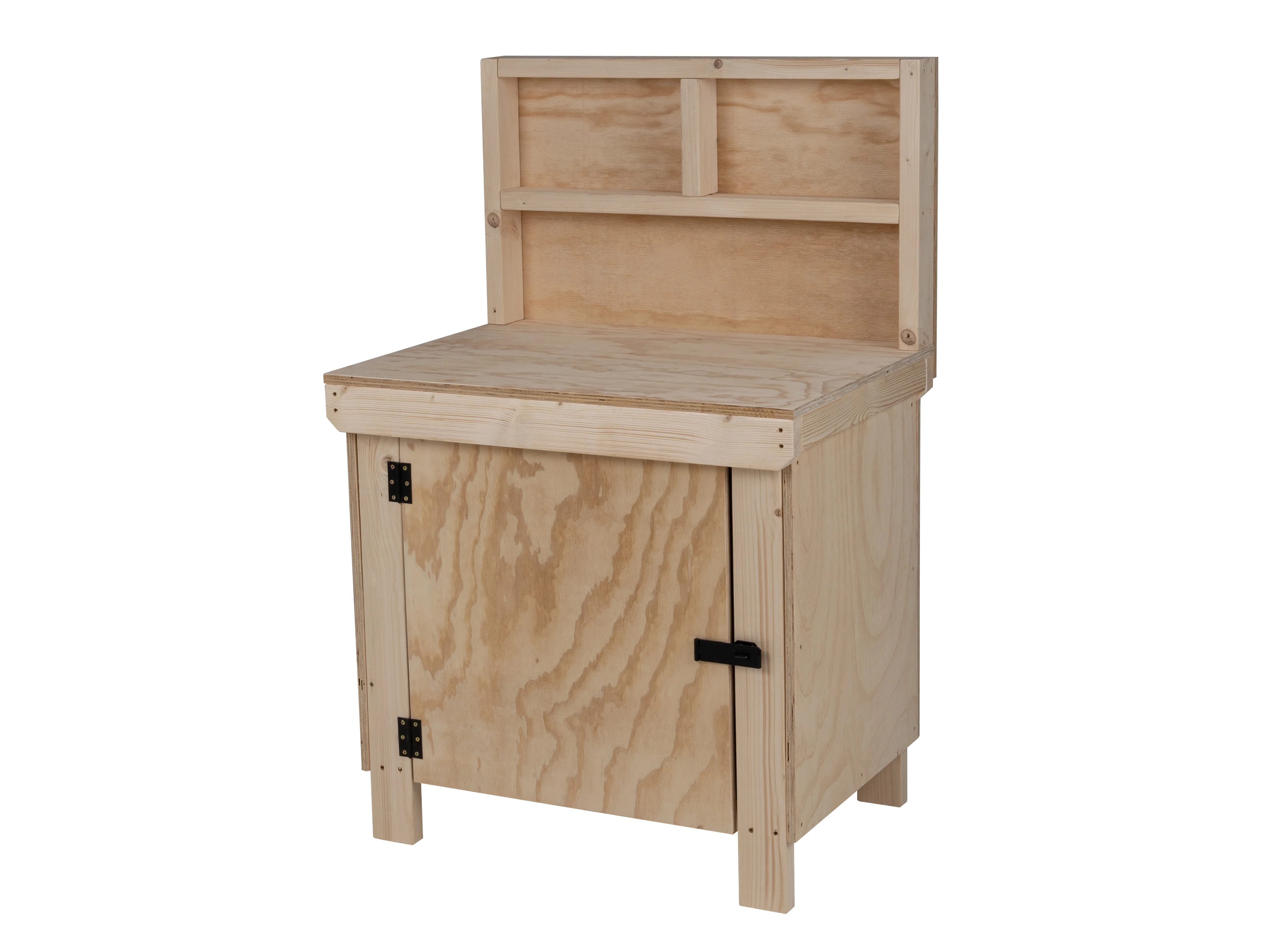 Wooden Plywood Top Workbench With Lockable Cupboard (V.9) With back panel, Double Shelf - Image 5