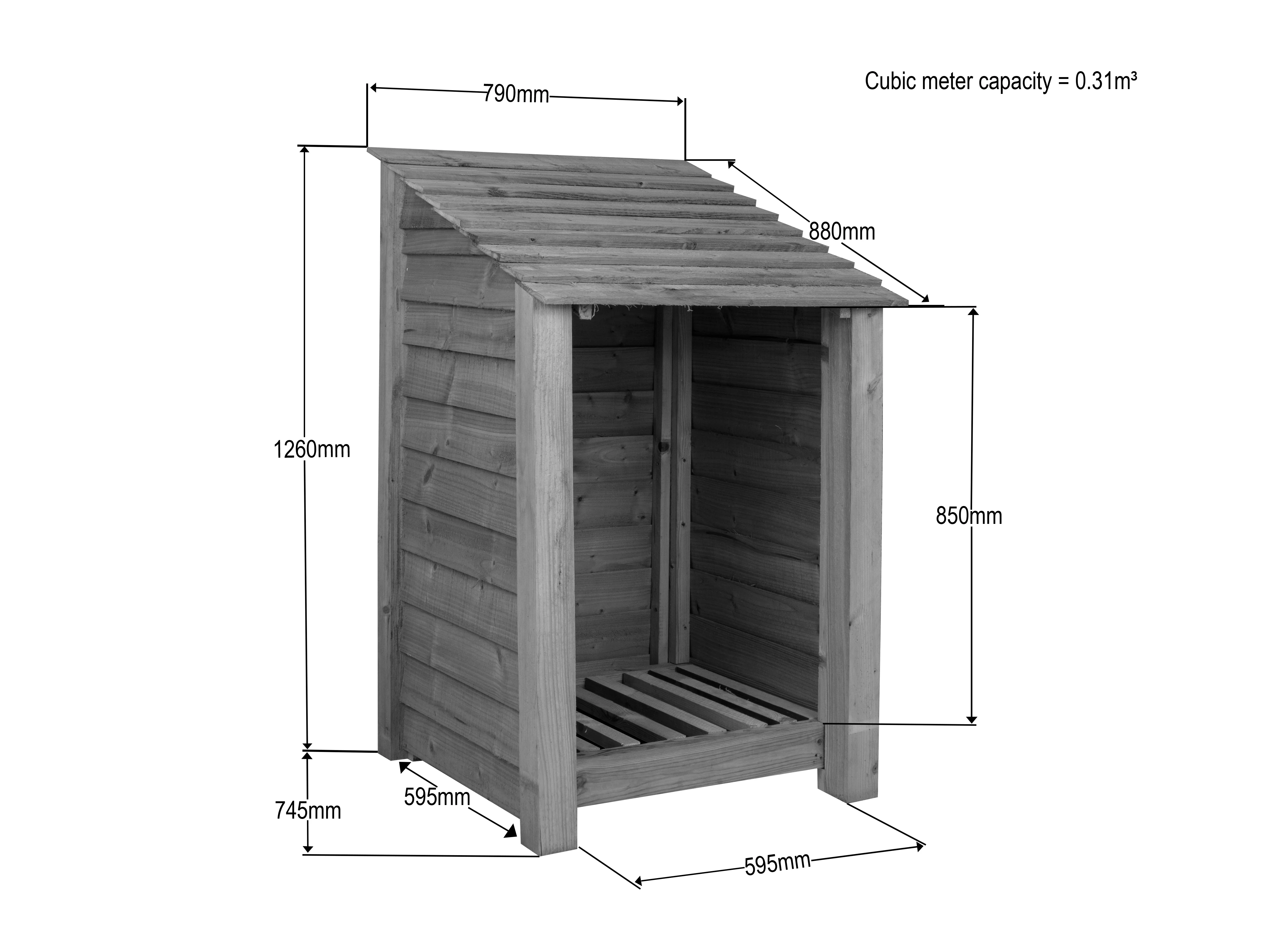 Wooden Premium Tongue/Groove Log Store (W-79cm, H-126cm or H-180cm, D-88cm) - Image 11