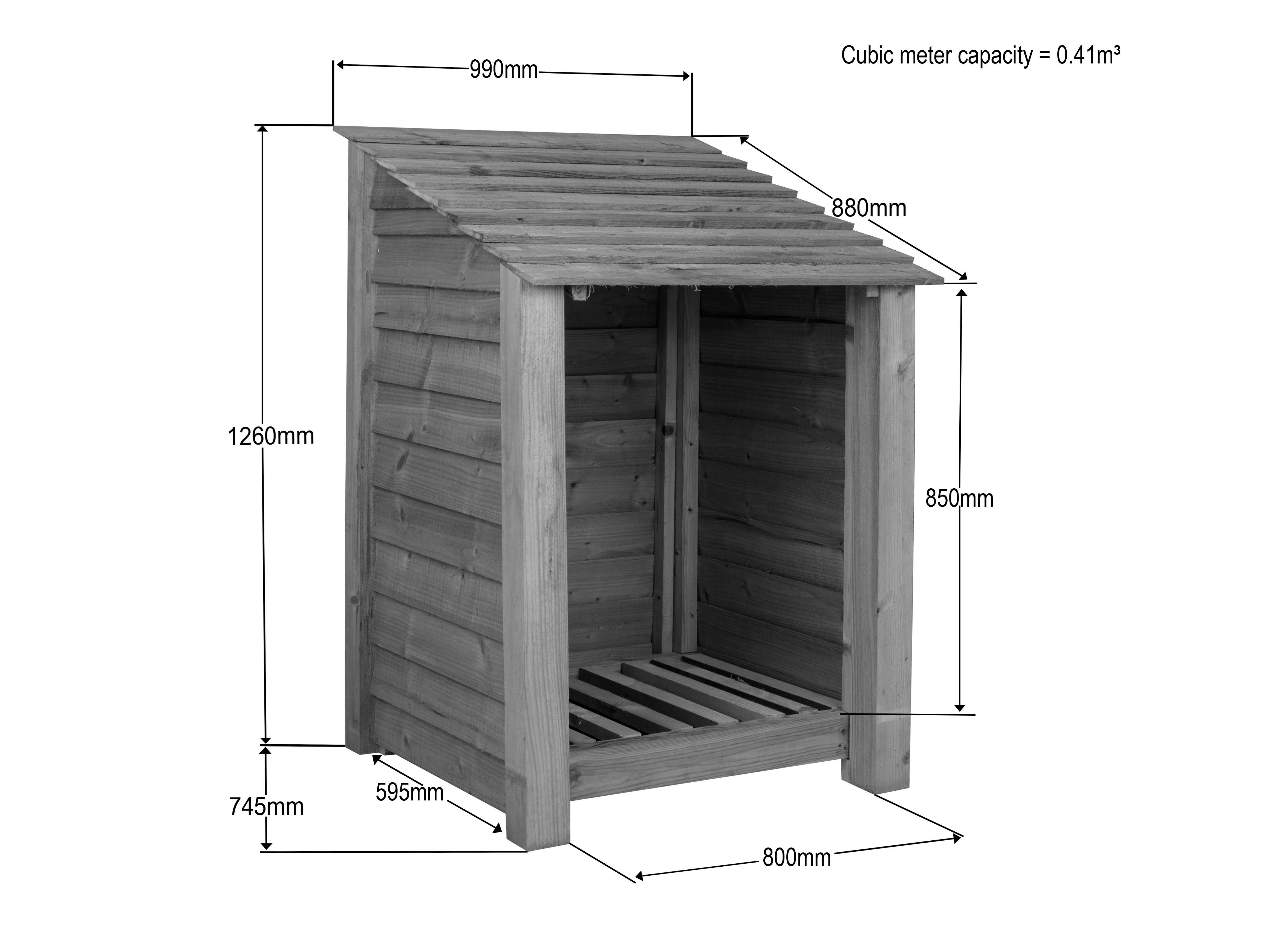 Wooden Premium Tongue/Groove Log Store (W-99cm, H-126cm or H-180cm, D-88cm) - Image 6