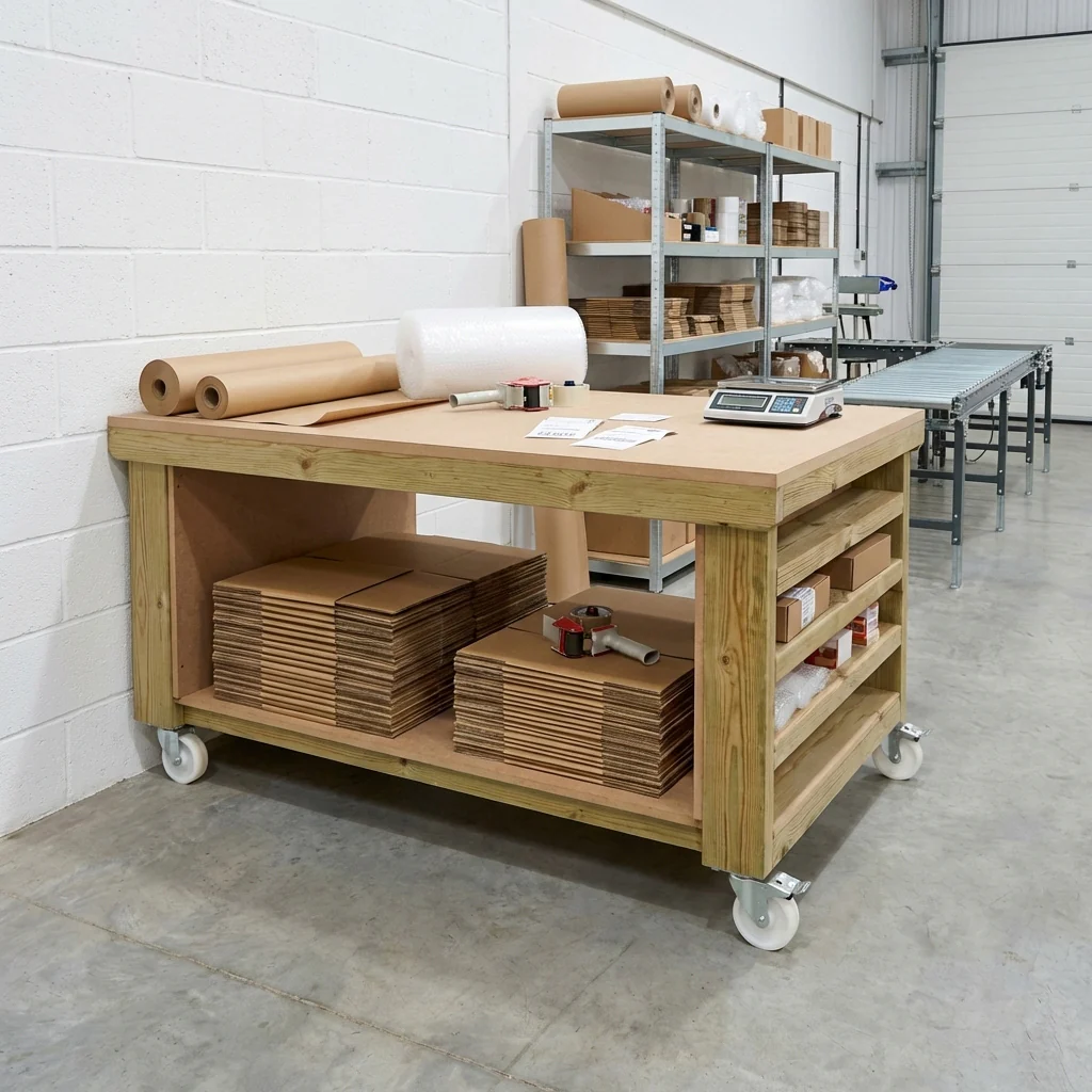 Wooden Workbench MDF Top with Extra shelving Depth-3ft - Image 11