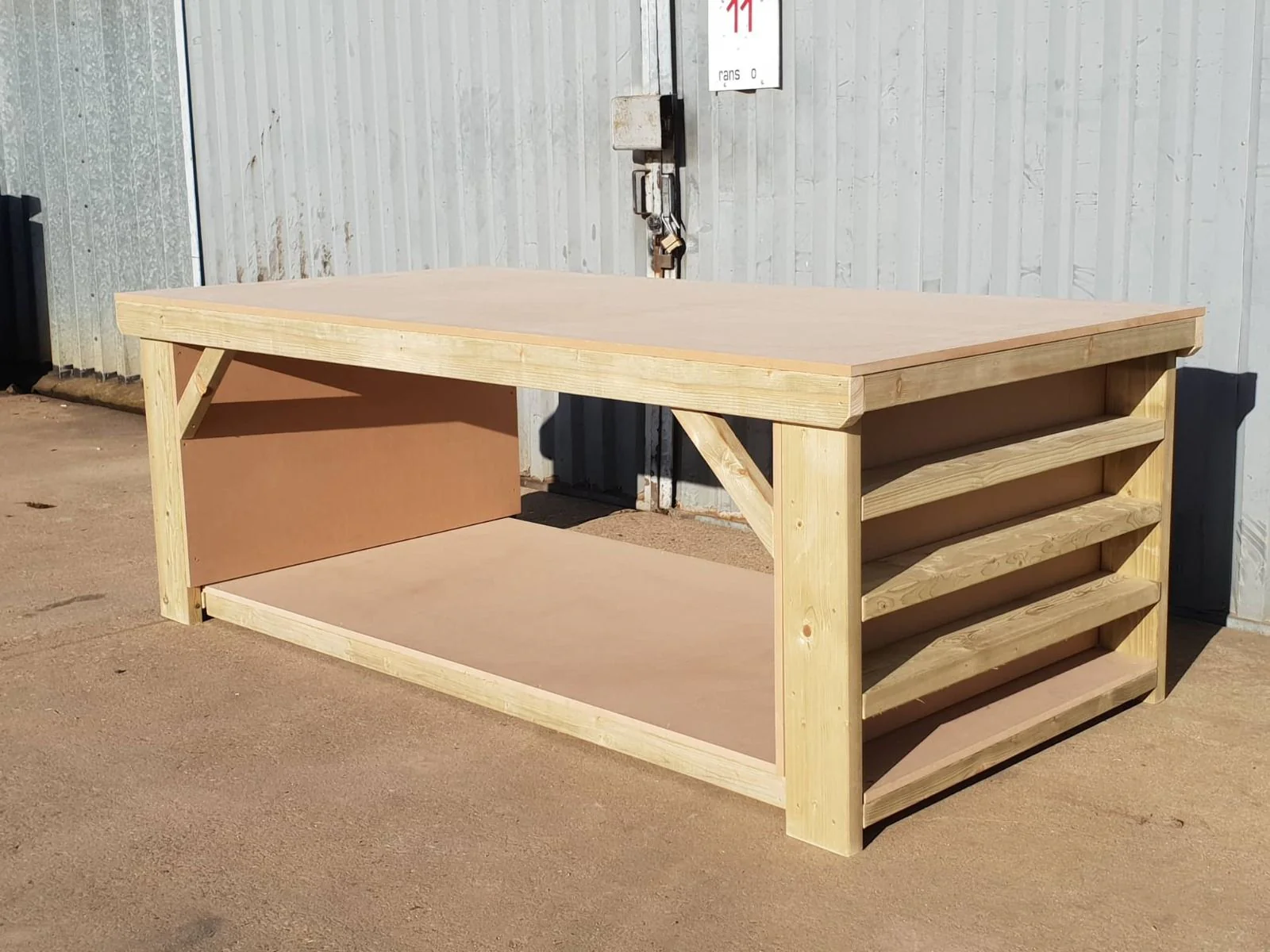 Wooden Workbench MDF Top with Extra shelving Depth-3ft - Image 14