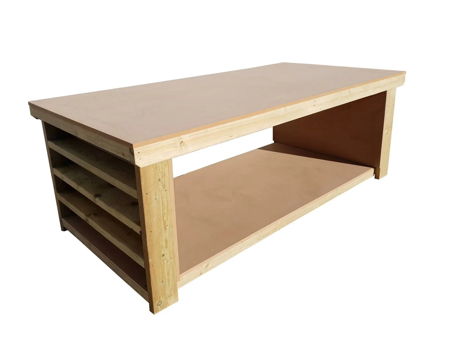 Wooden Workbench MDF Top with Extra shelving Depth-4ft - Image 14